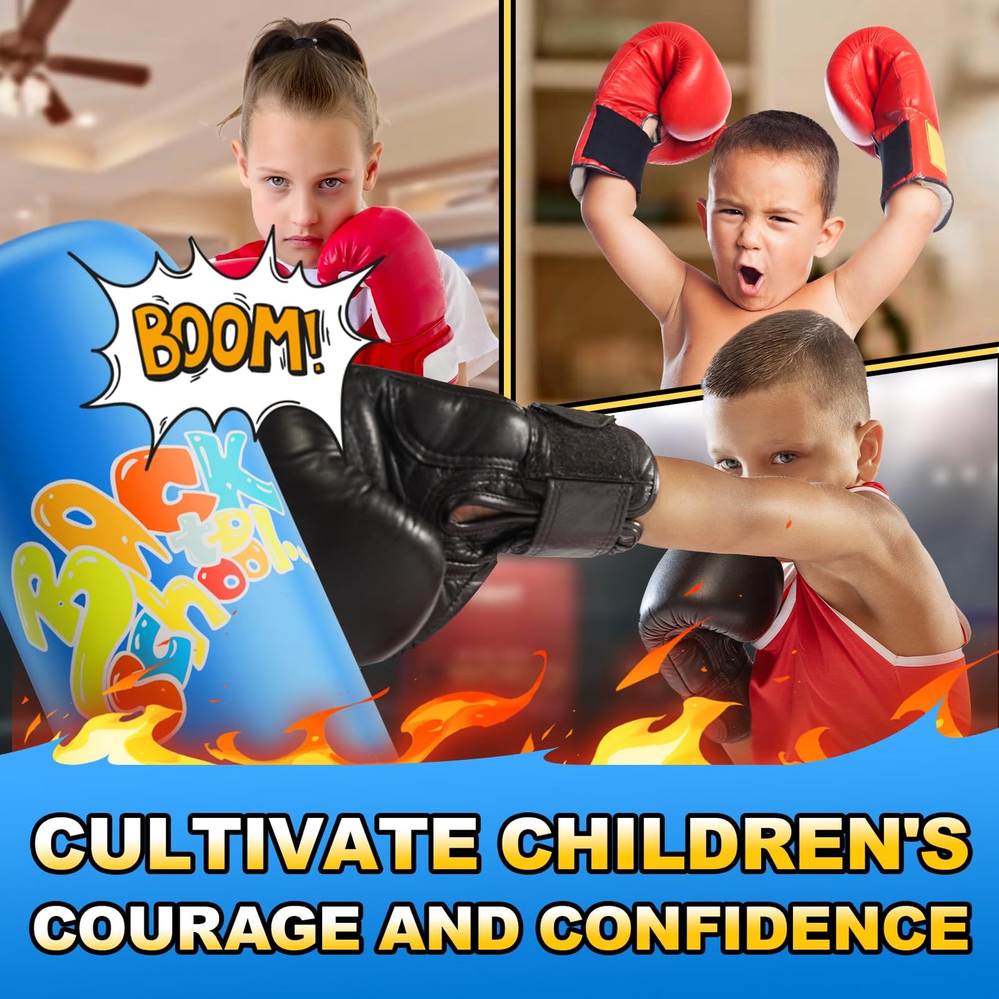 Inflatable Kids Punching Bag for Ages 3-12