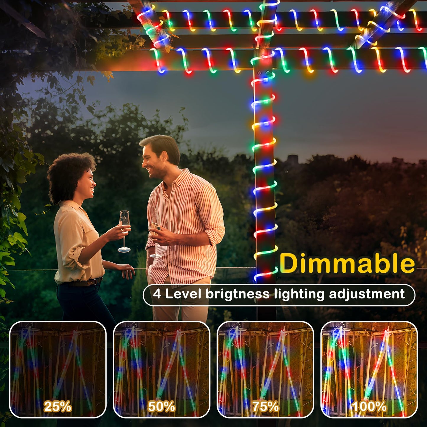 Hezbjiti 2 Pack LED Rope Lights Waterproof Rope Light 197FT 600 LED Flexible Tube Lights with 8 Modes for Garden Patio Bedroom Party Indoor Outdoor Decorations