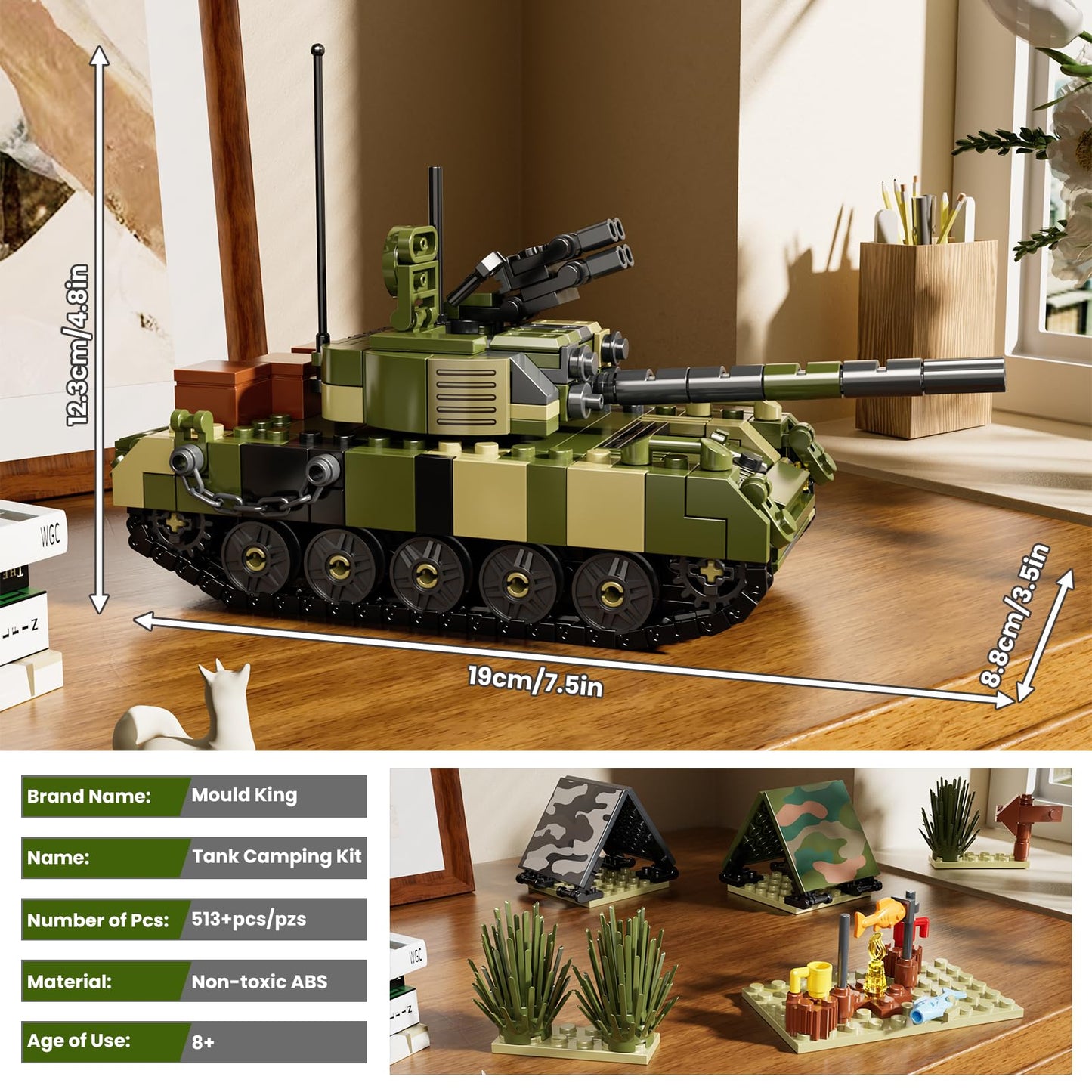 Mould King Military Tank Building Set with Accessories
