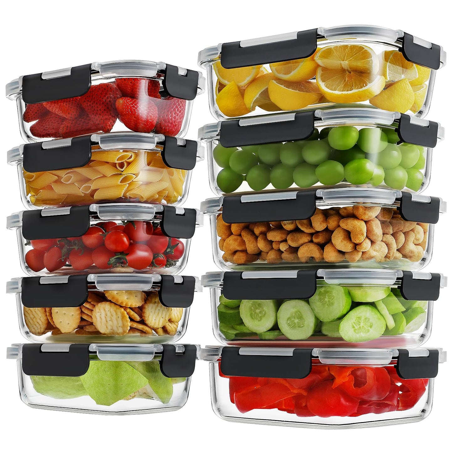 10 Pack Glass Meal Prep Containers with Lids