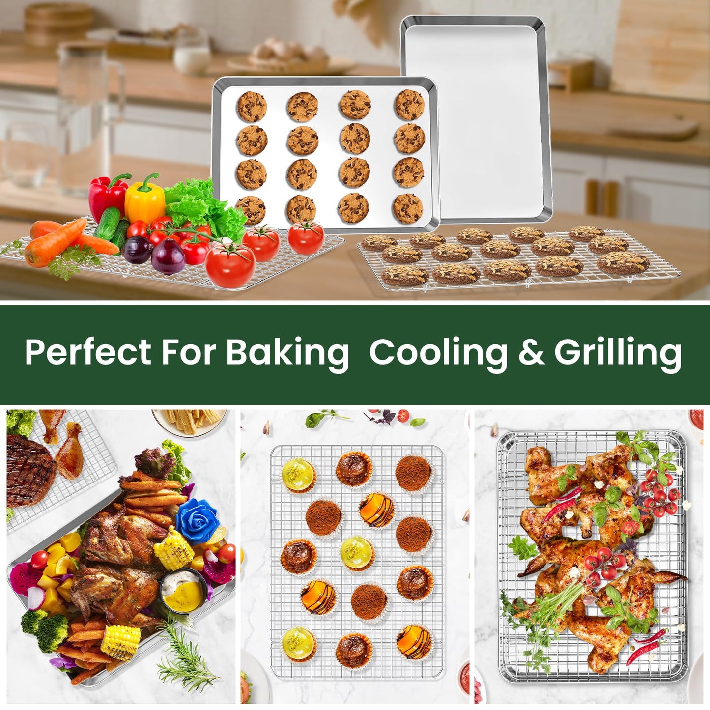 2-Pack Stainless Steel Baking Sheet Set
