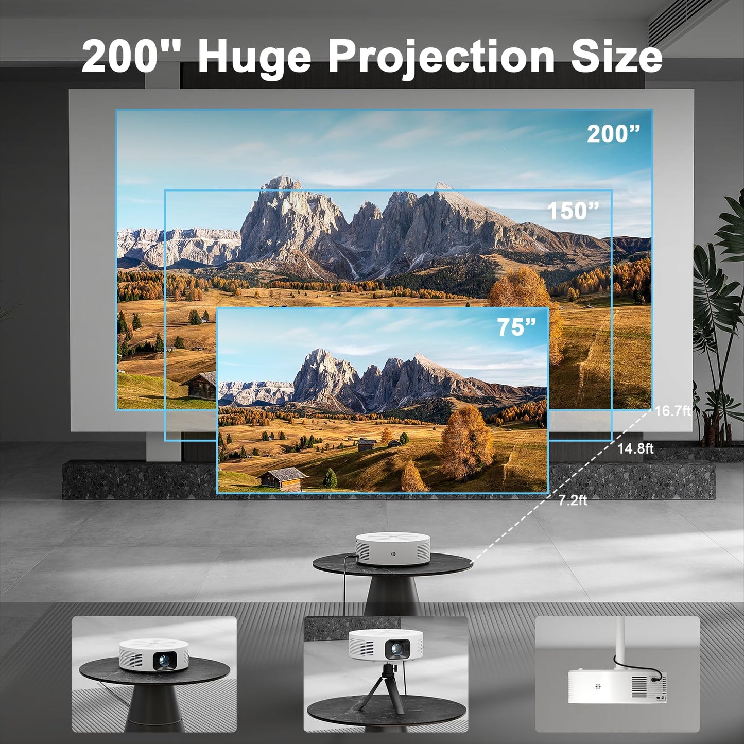 Himovies 1080P WiFi Bluetooth Portable Projector