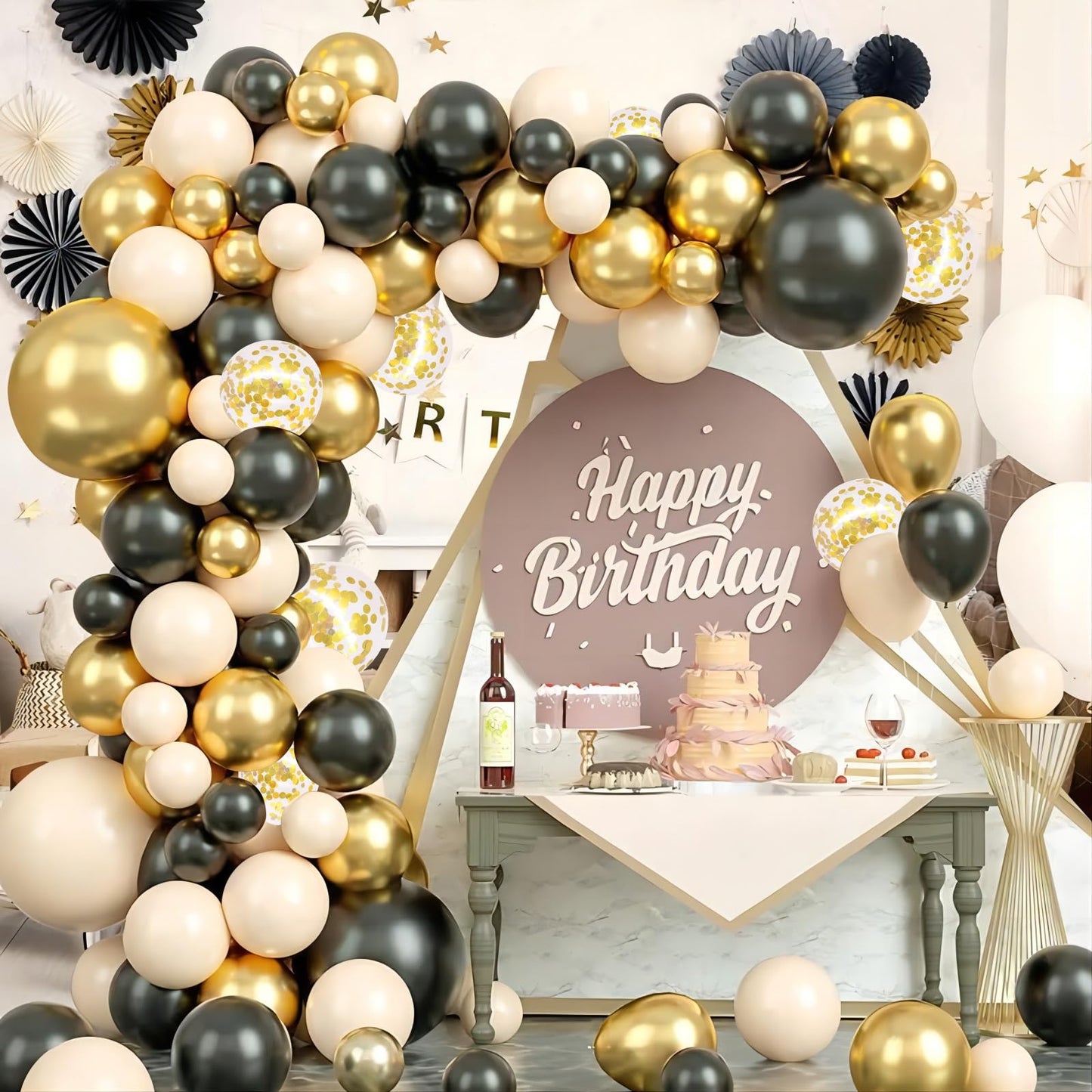 Gold Black Balloons Arch Kit for Parties
