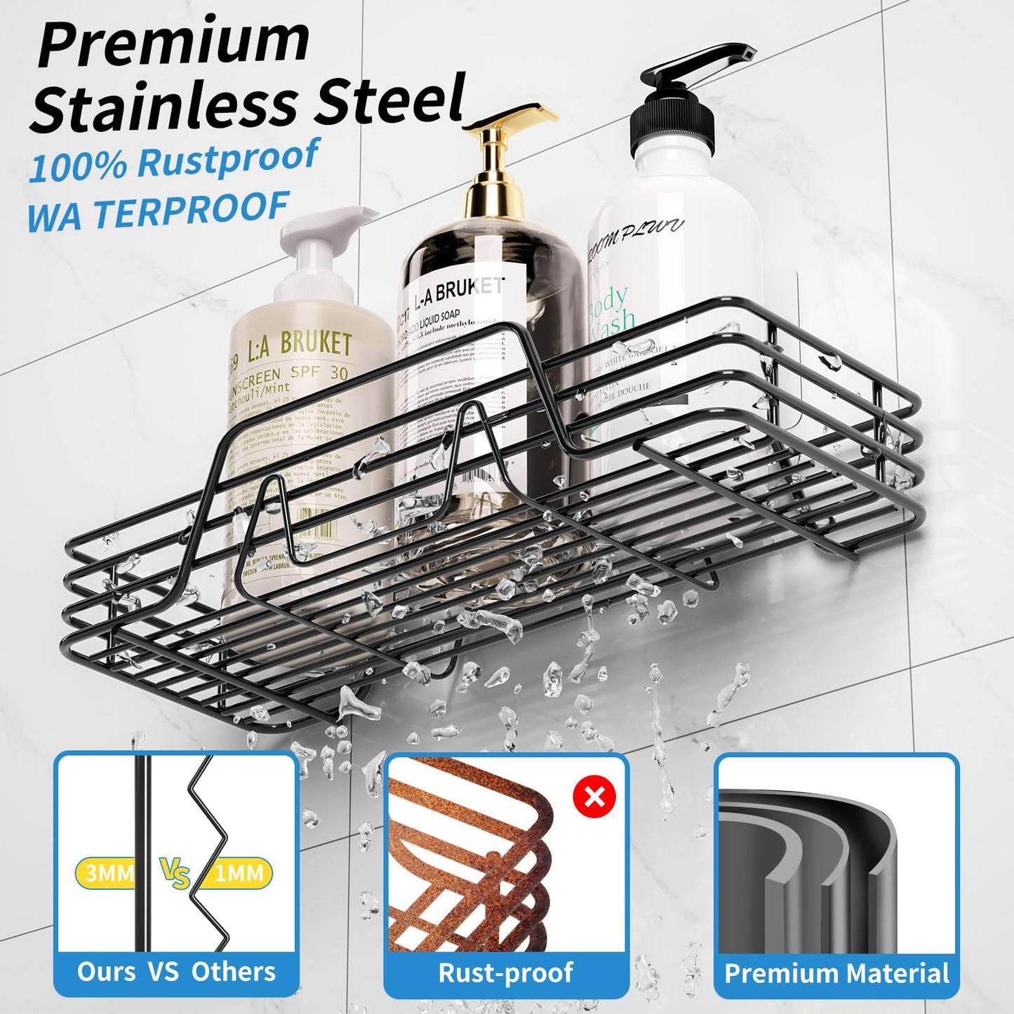 5-Pack Adhesive Shower Caddy Organizer Shelves