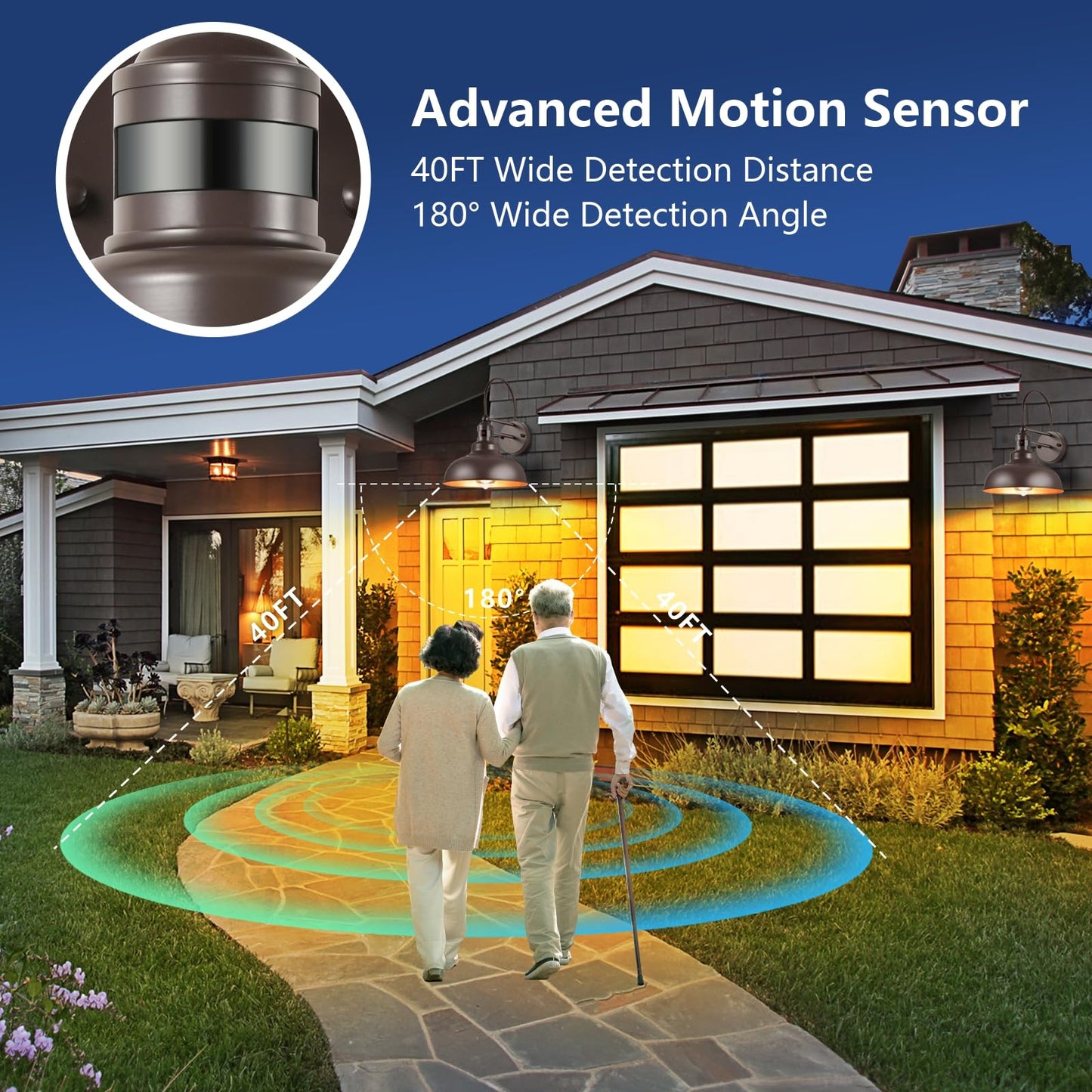 RIDALUX Gooseneck Motion Sensor Wall Light 2-Pack