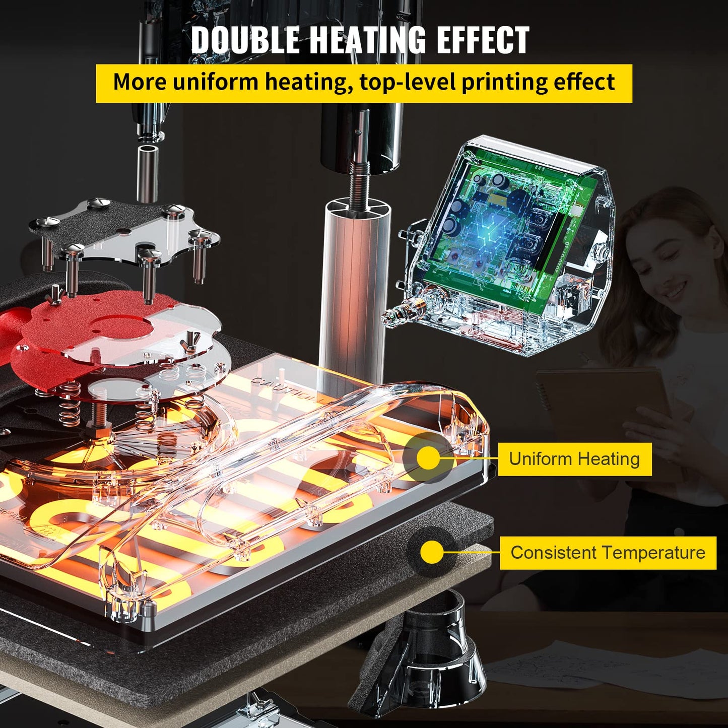 VEVOR Heat Press Machine 8 in 1 Combo - 15x15 Tshirt Press Machine with Tumbler Press, 360° Swing Away Digital Multifunction Heat Transfer Sublimation for Printing T Shirts Mug Hat Plate Cap