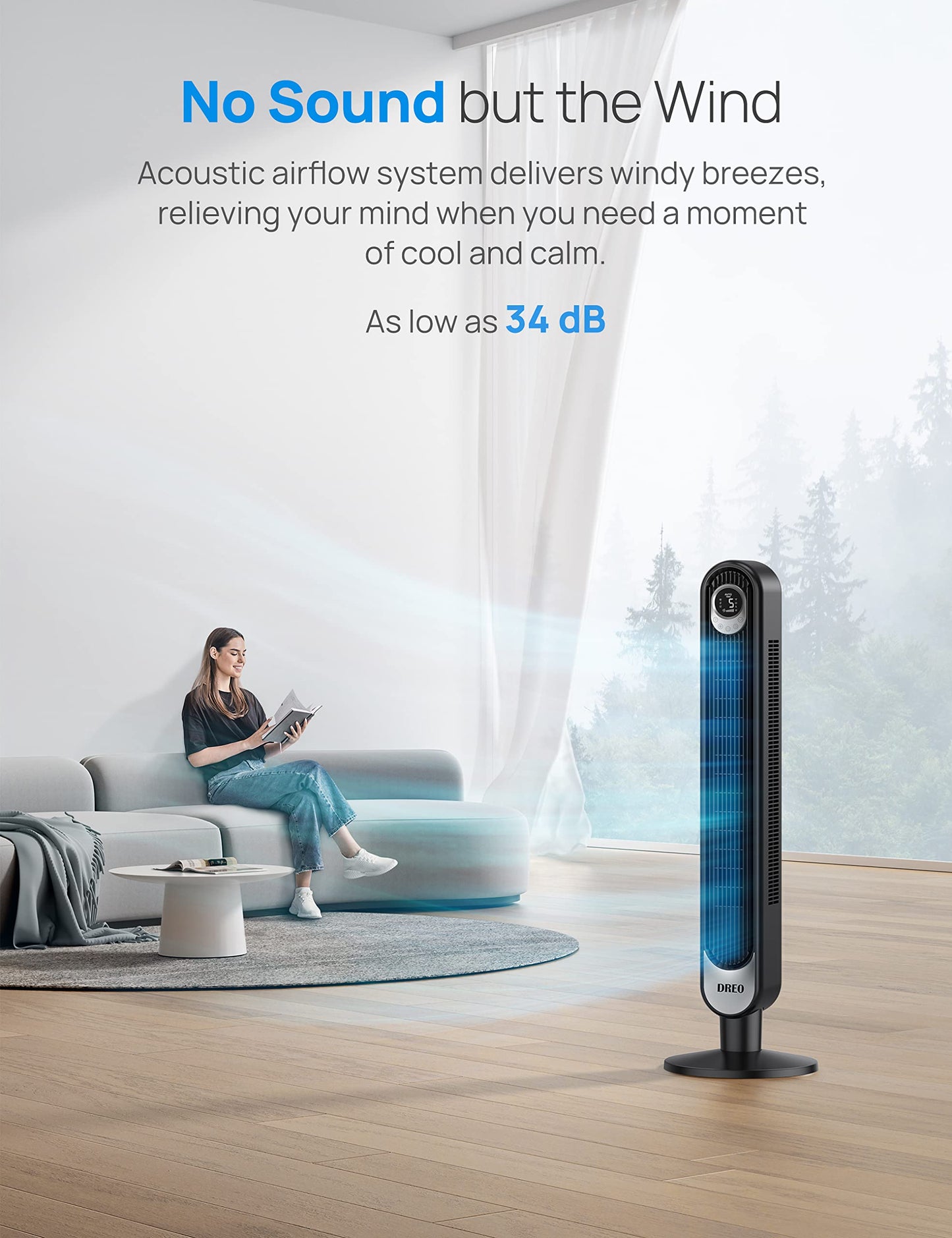 Dreo 42" Bladeless Oscillating Tower Fan with Remote