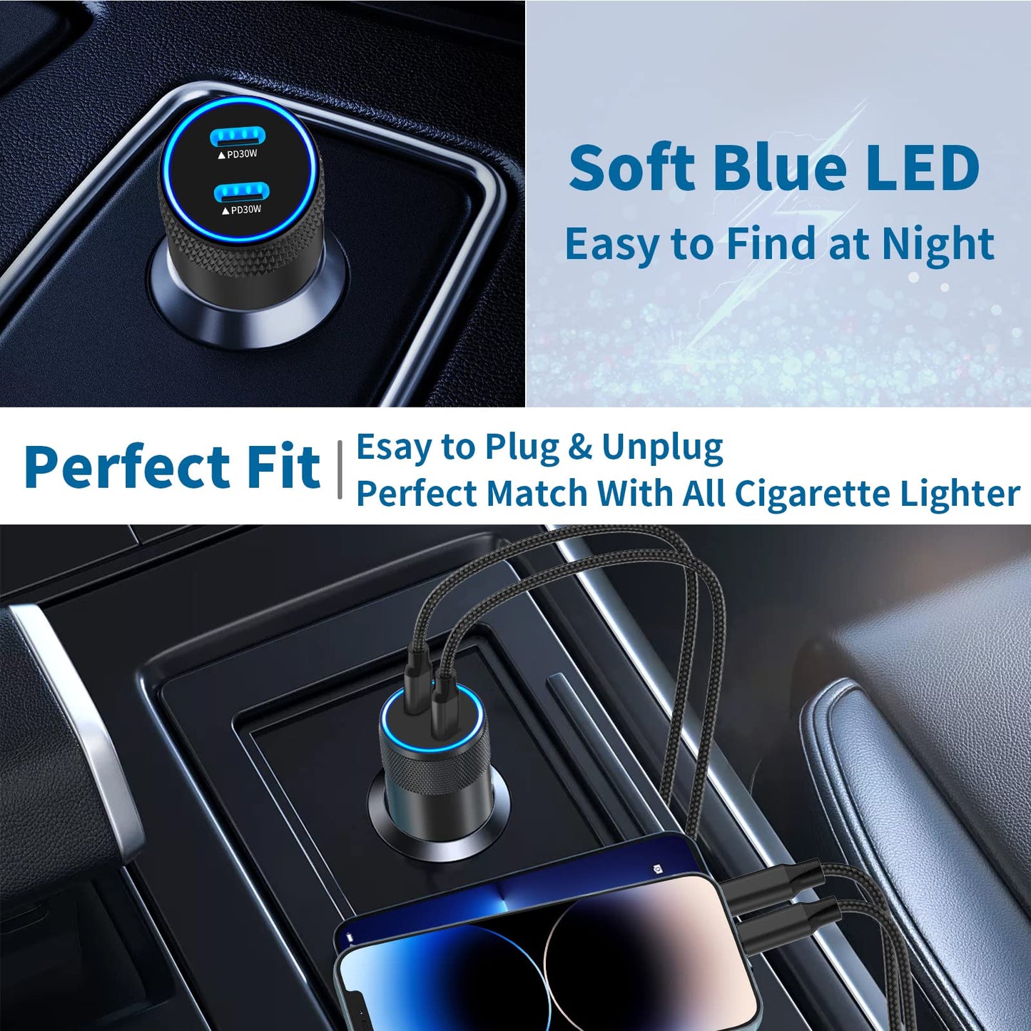 Braveridge Fast Charging Dual USB-C Car Charger