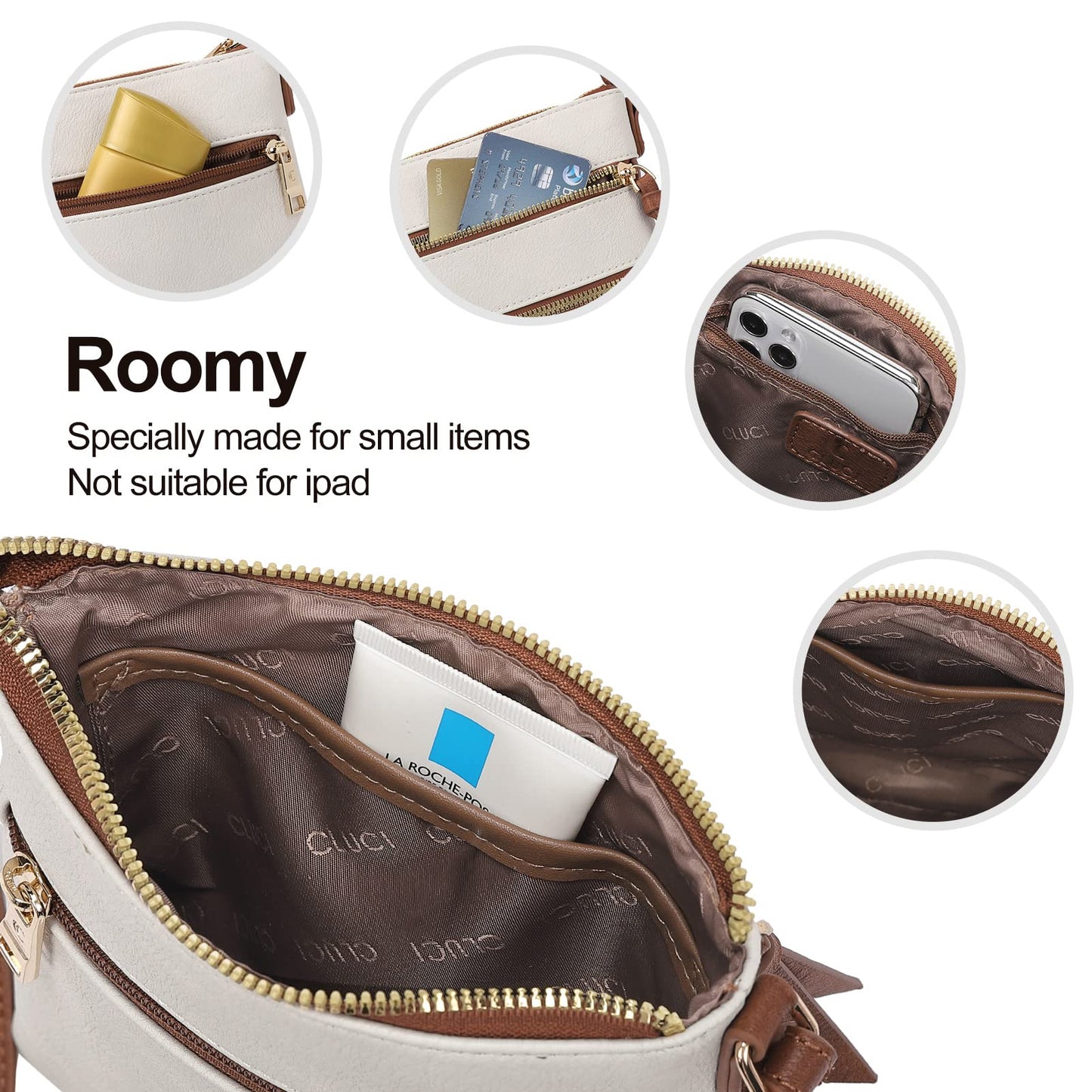 CLUCI Small Multi-Pocket Crossbody Handbag