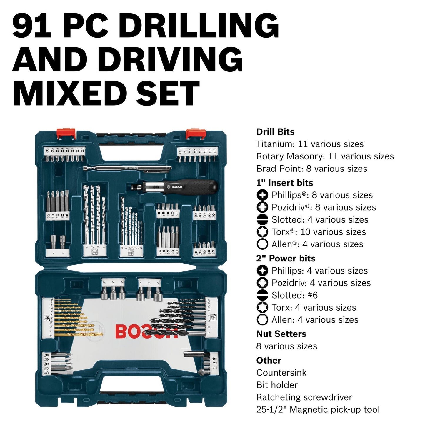 BOSCH 91-Piece Drilling and Driving Set with Case