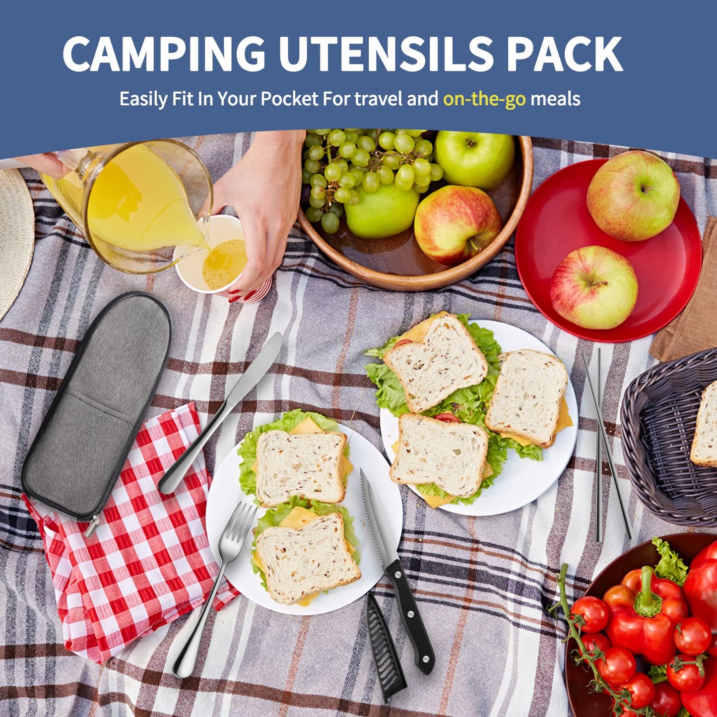 Reusable Stainless Steel Travel Utensil Set with Case