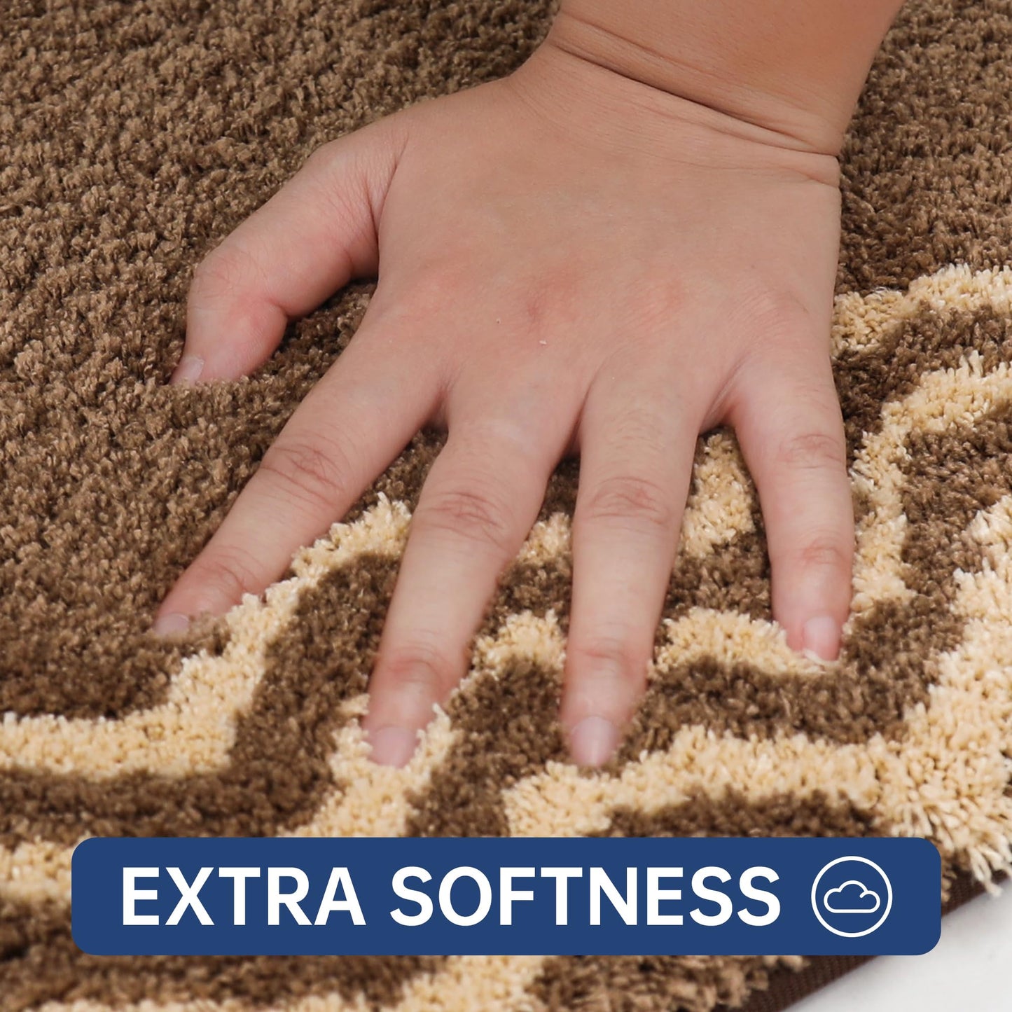 COSY HOMEER Extra Thick Bath Nursery Rugs for Bathroom - Anti-Slip Bath Mats Soft 100% Strong Polyester Rug Living Room Bedroom Home Mat Floor Water Absorbent (Brown,24x48 - Inches)