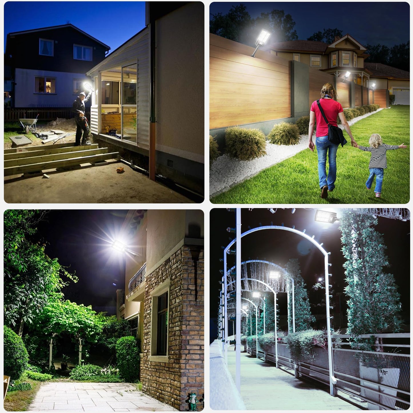 Duewot Outdoor Solar Lights - 2 Pack 1000 Lumens, 3 Motion Sensor Mode, Waterproof Security Lights for Outside Patios, Gardens, Decks, Yards, Barm, Outside Walls, Gutter and Fences.