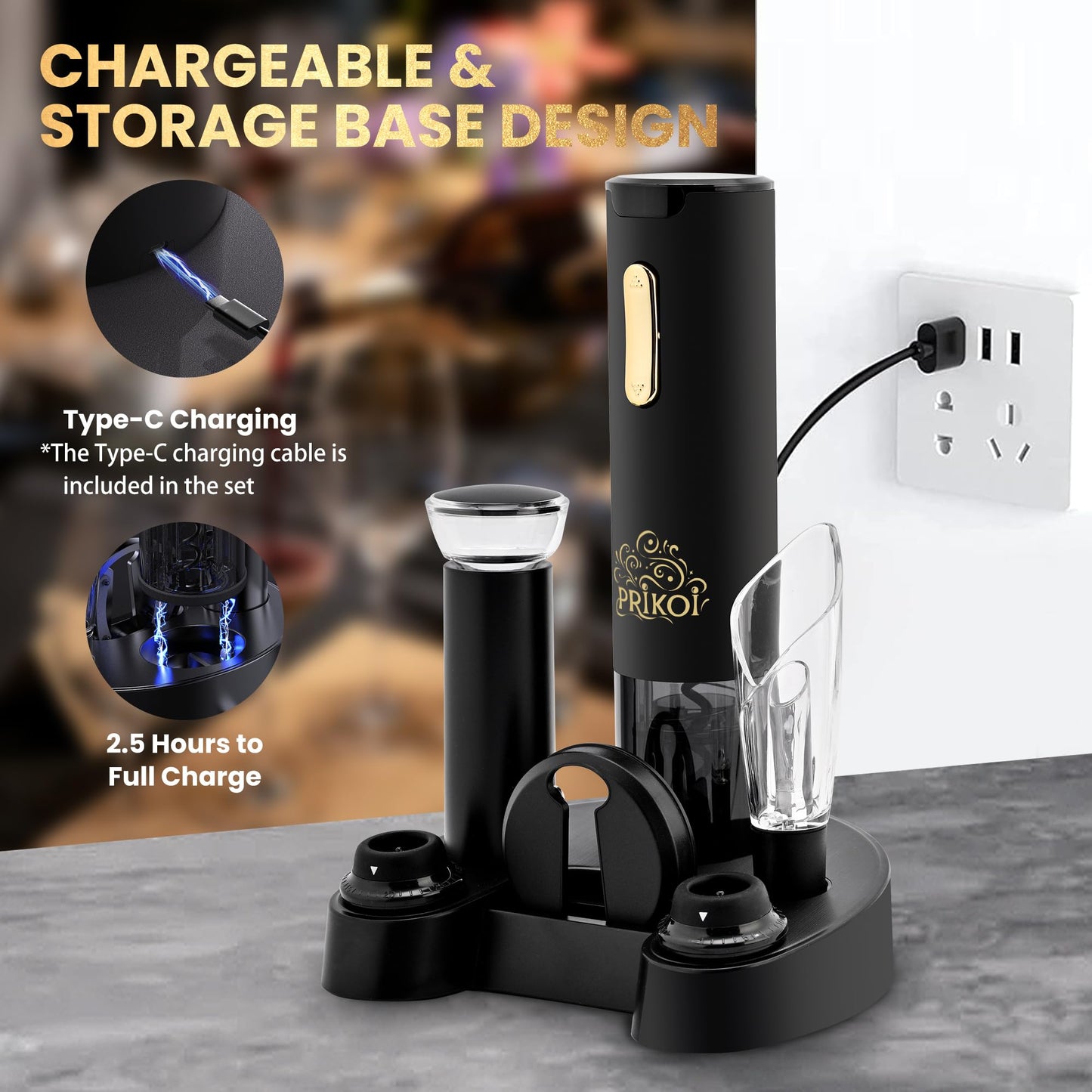 Electric Wine Opener Set with Aerator & Pourer