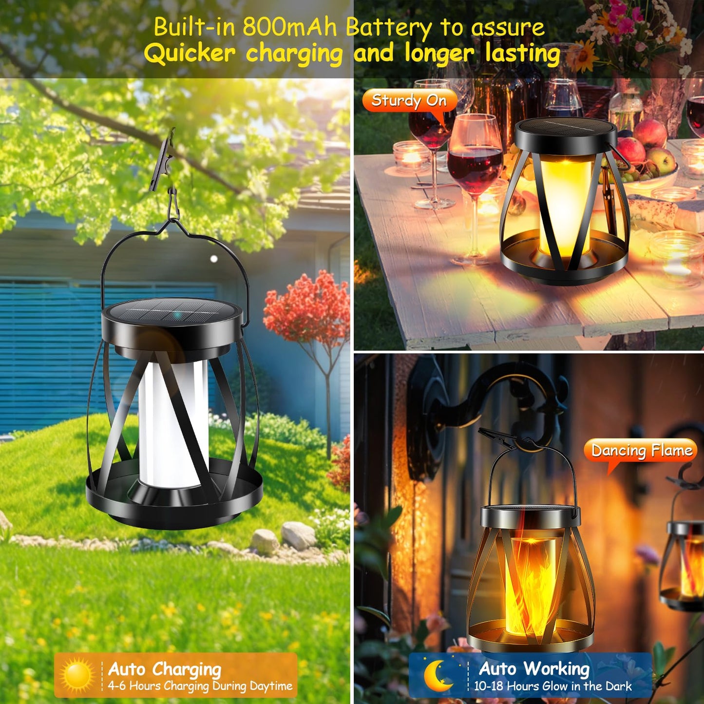 Solar Flickering Flame Lanterns - Garpar Outdoor Lights