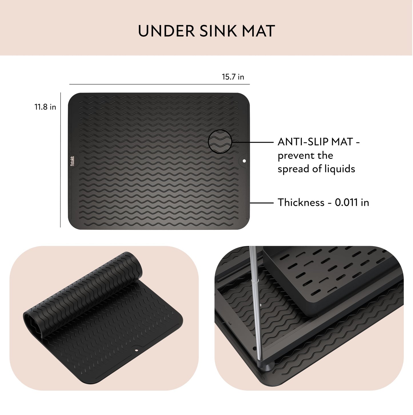 FISTUKIT Under Sink Organizer with Under Sink Mat