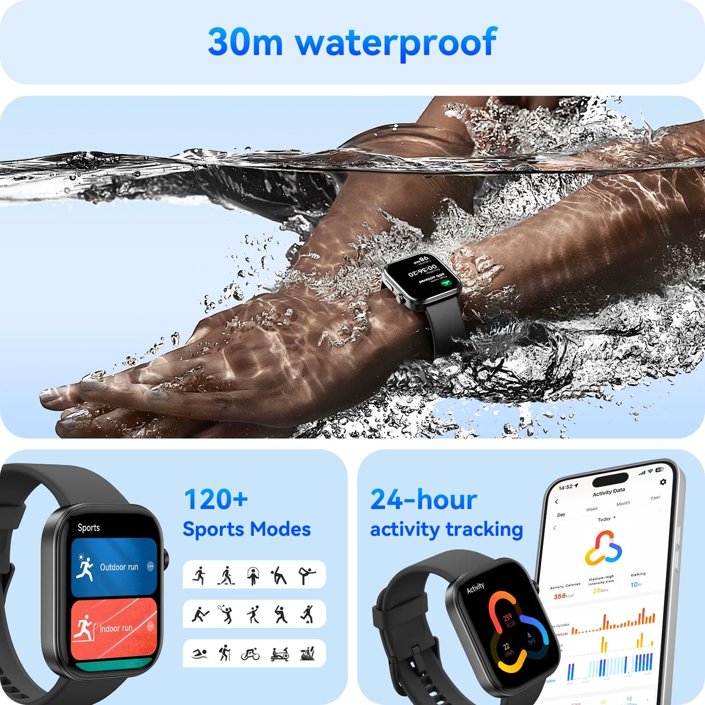 Smart Watch with Health Monitor & Sports Modes