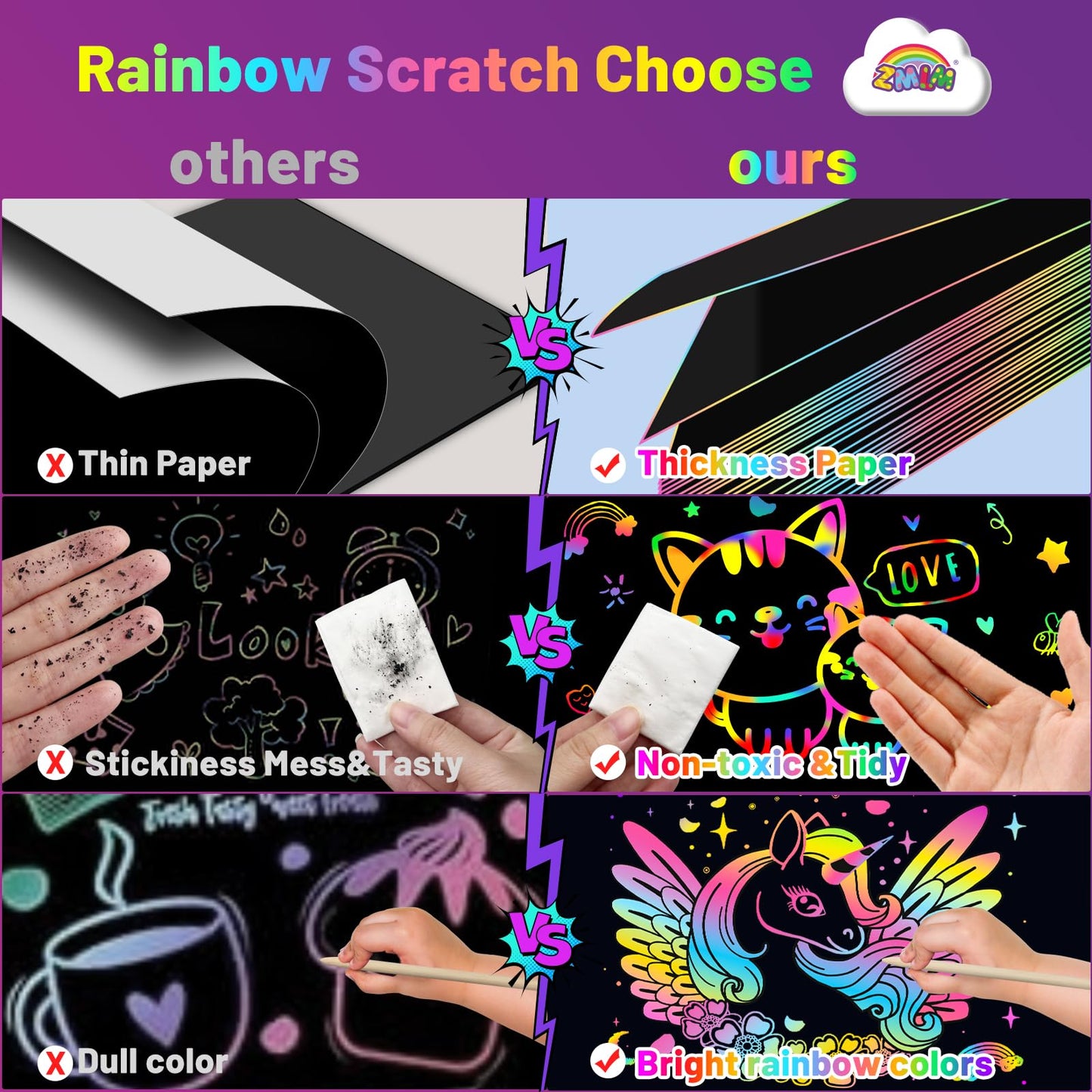 Scratch Paper Art Set for Kids - 60 Pcs