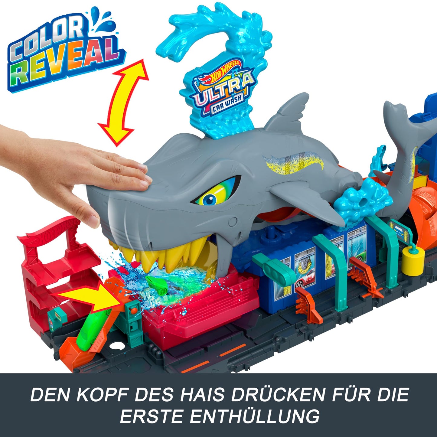 Hot Wheels Shark Car Wash Track Set with Vehicle