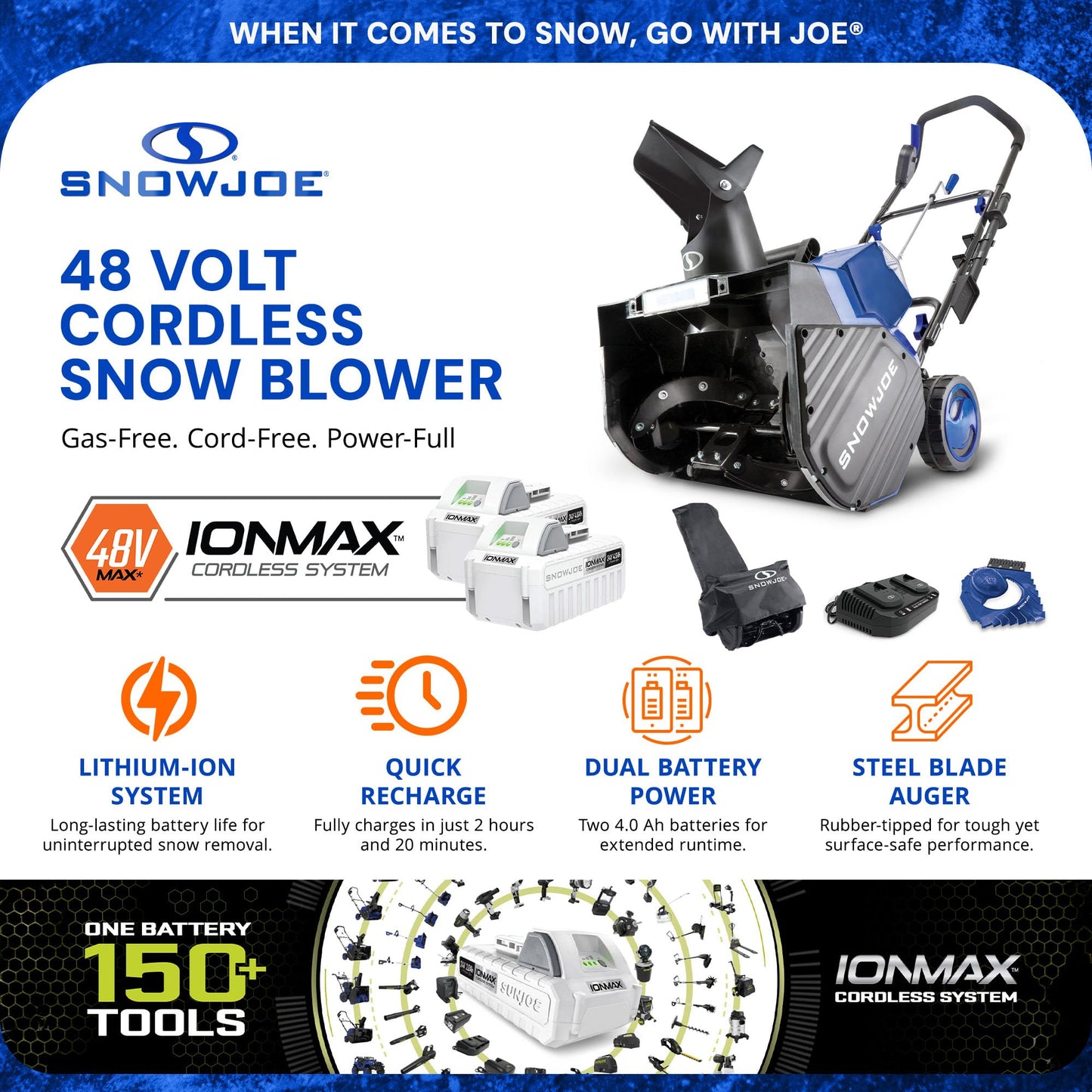 Snow Joe 24V Cordless Snow Blower with Batteries