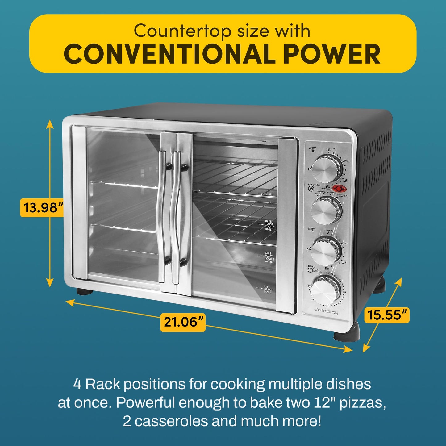 47.5Qt Elite Gourmet Convection Oven with Racks
