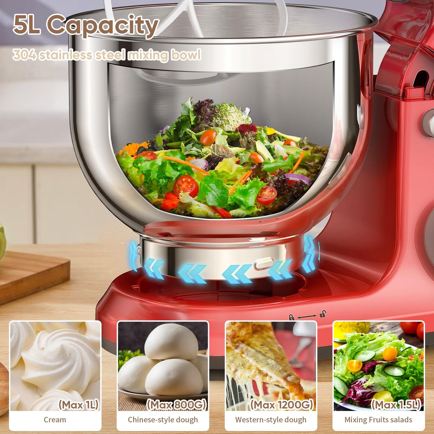 Biolomix 1200W 11-Speed Stand Mixer with Accessories