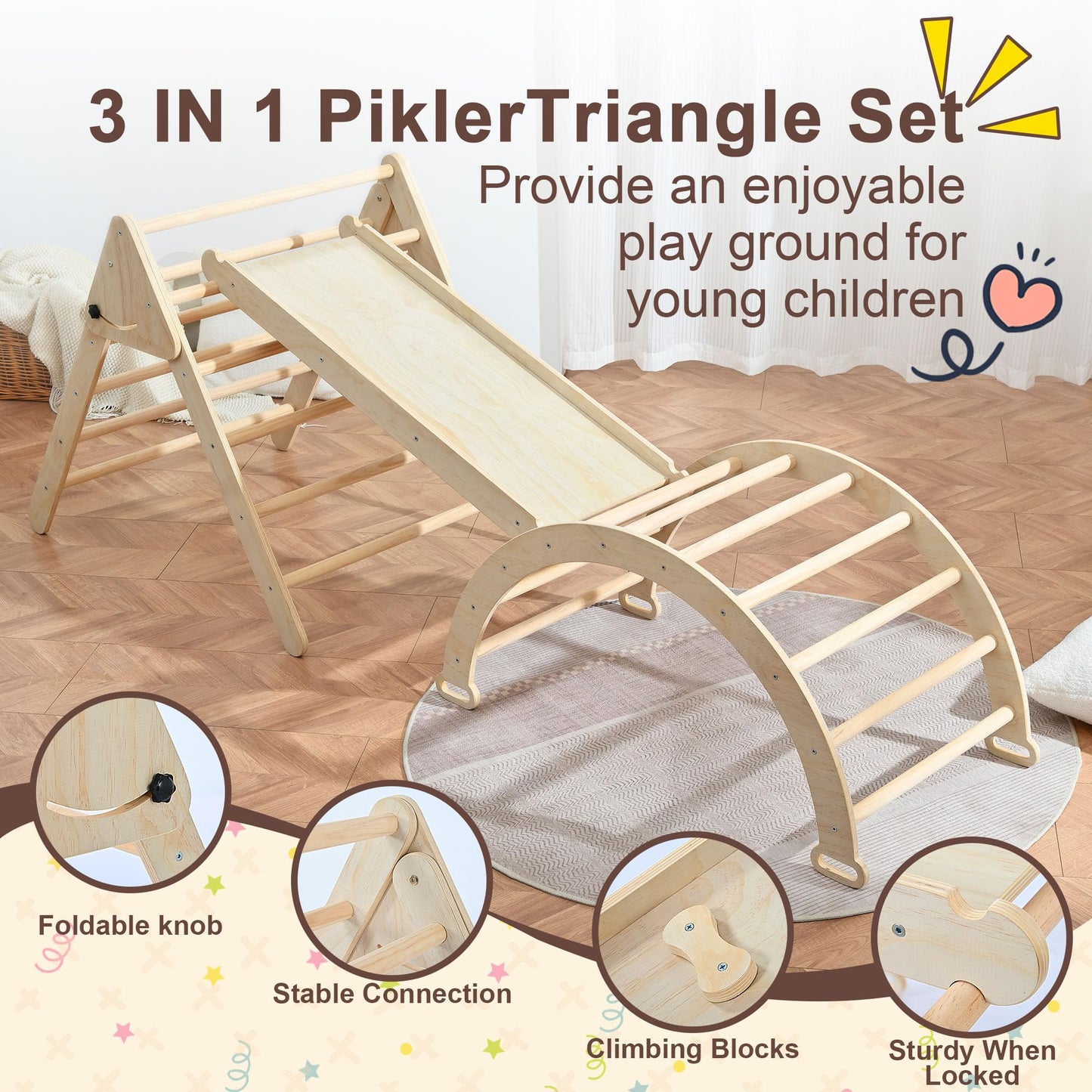 Pikler Triangle Climbing Set for Toddlers