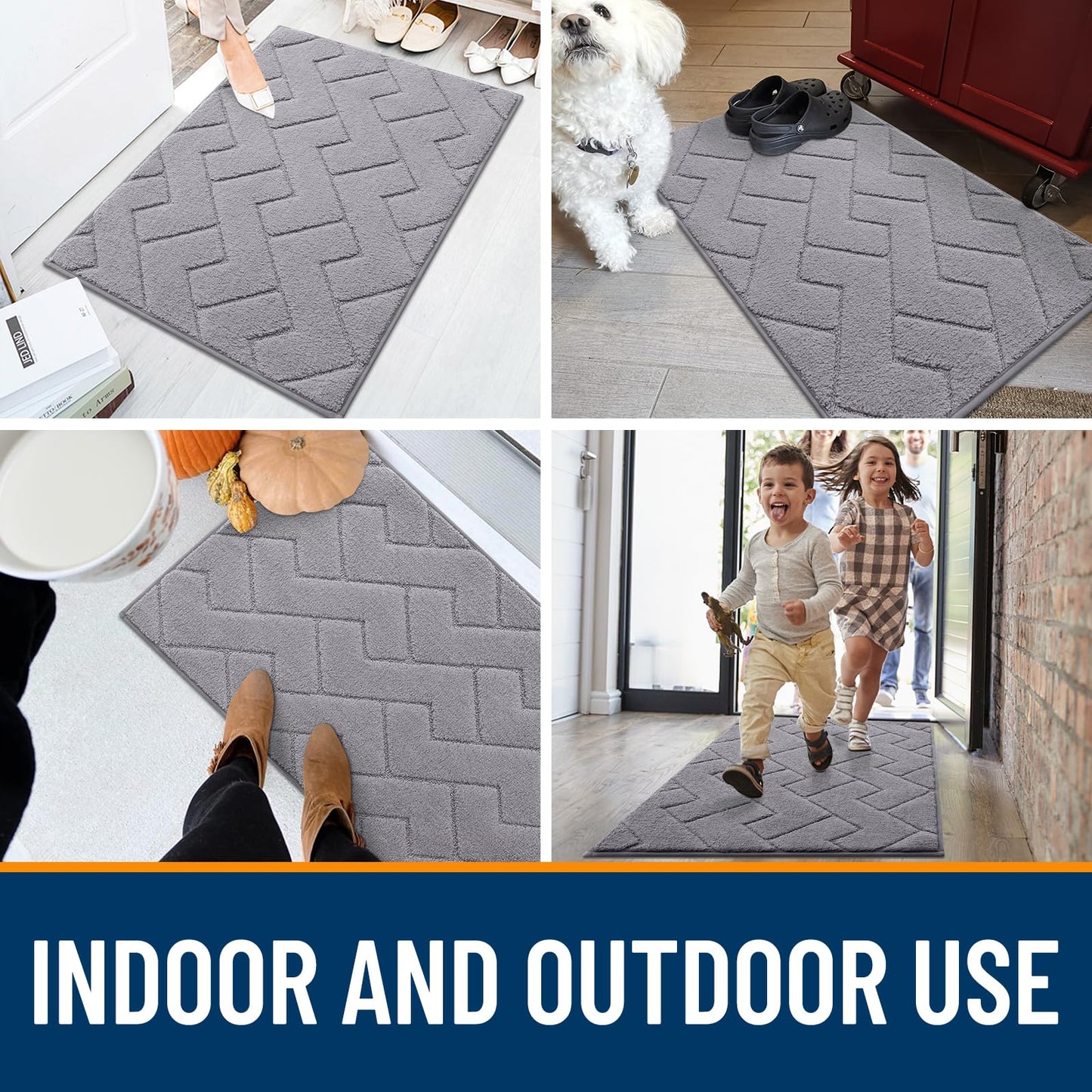 Indoor Door Mat with Non-Slip Rubber Backing