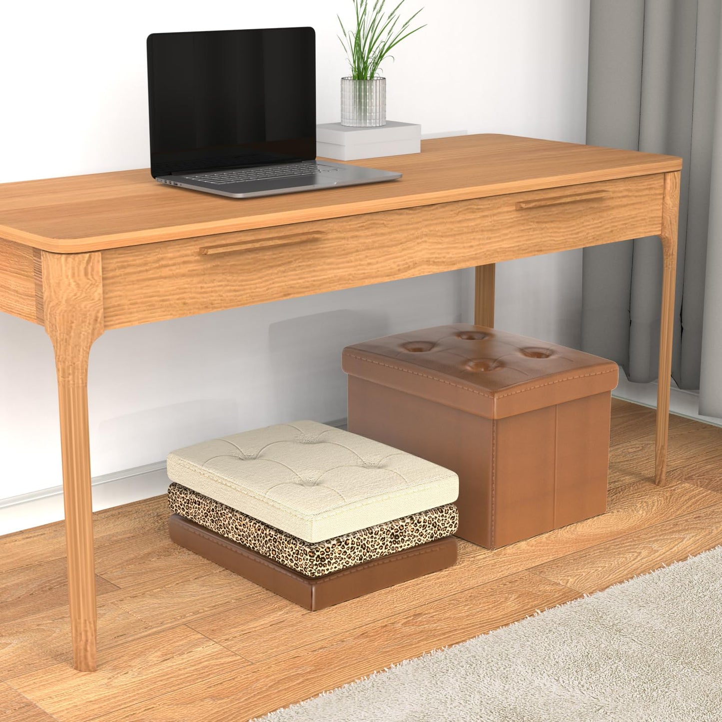 eMOUSE Brown Storage Ottoman Foot Rest