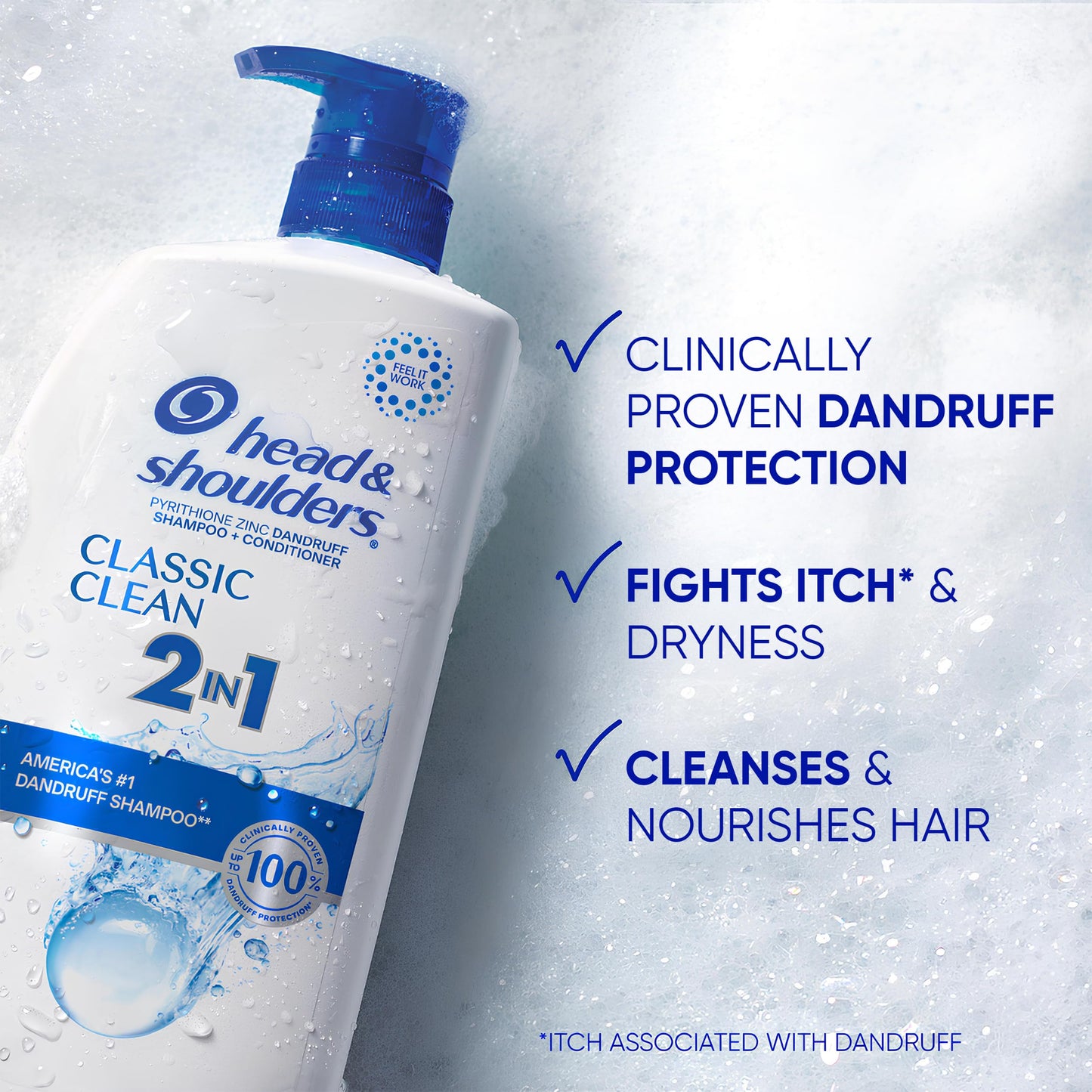2 Big Bottles Head & Shoulders 2 in 1 Classic Clean Anti-Dandruff Shampoo 32.1 Oz.