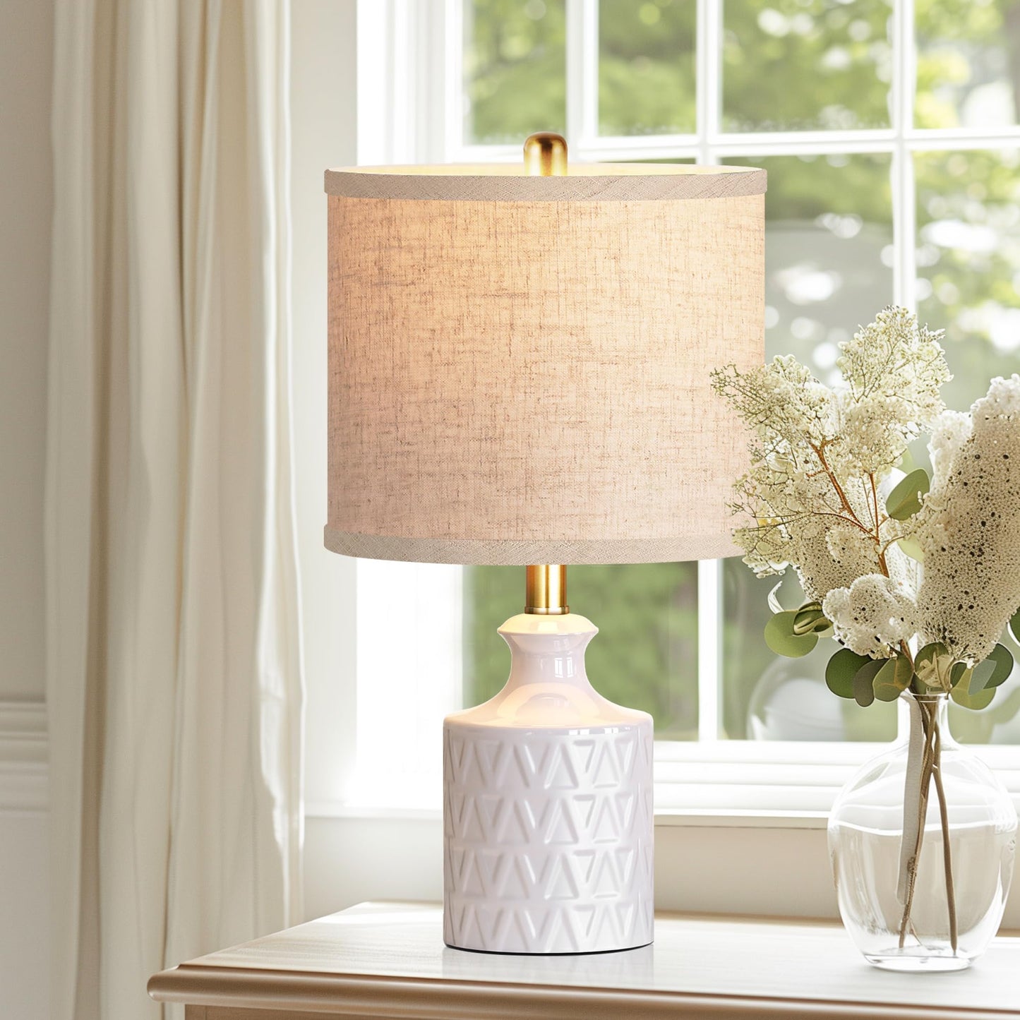 Ceramic Table Lamp Set of 2 with LED Bulbs