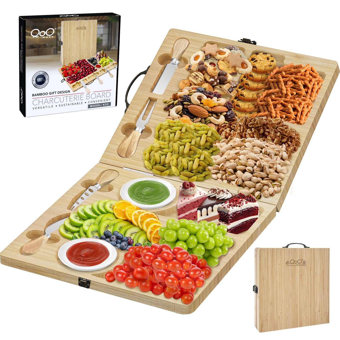 Bamboo Charcuterie Board Gift Set with Utensils