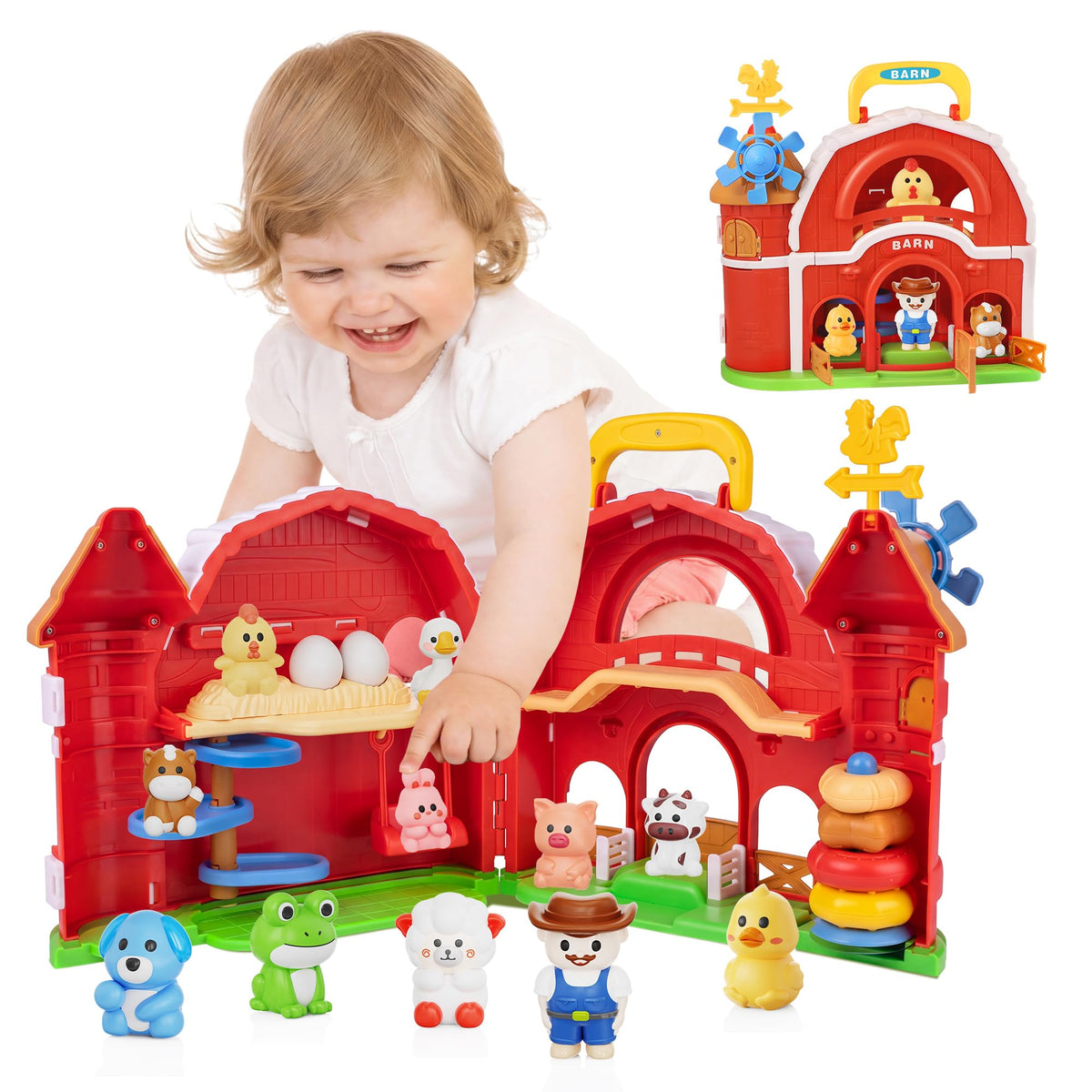 Toddler Farm Animal Figures Barn Playset