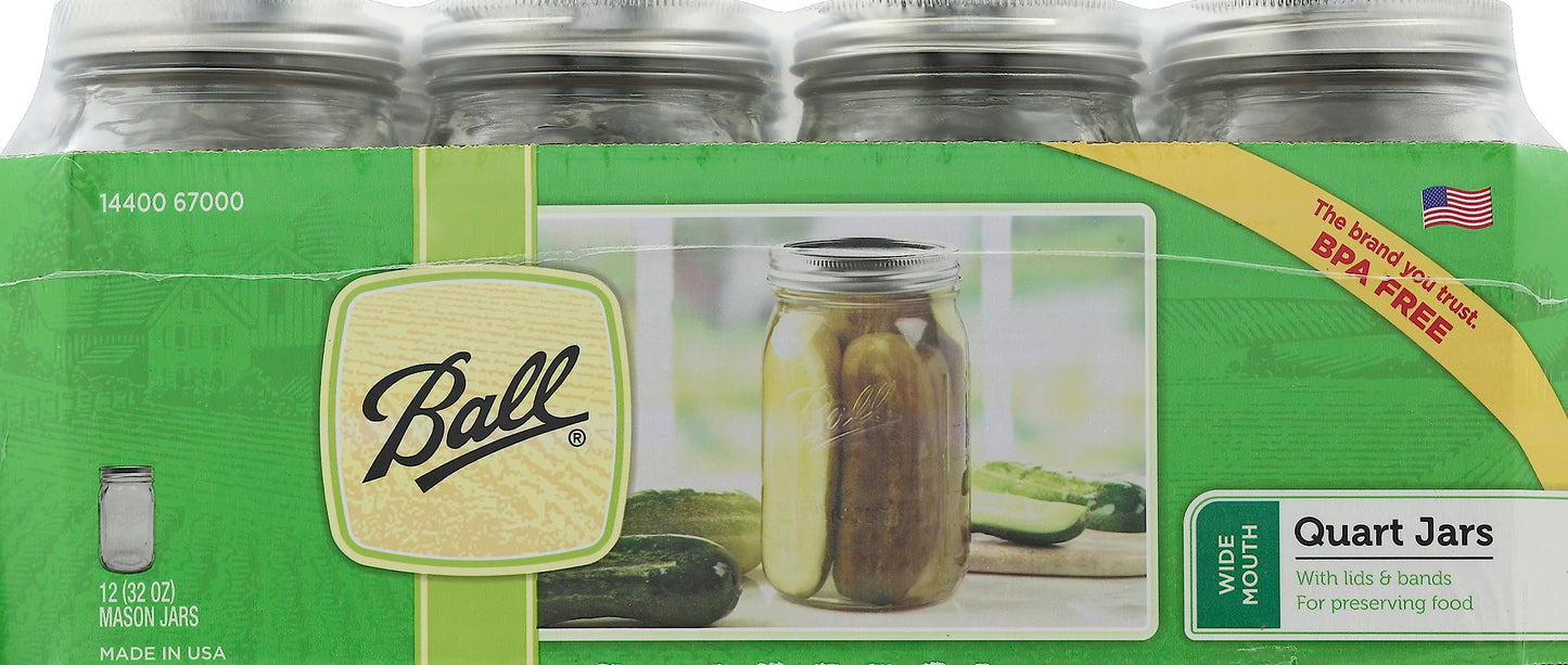 Ball 32 oz Wide Mouth Mason Jar Set of 12