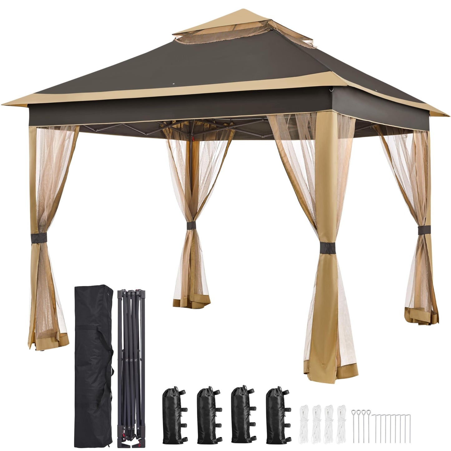 11x11 Pop Up Gazebo with Mesh Netting