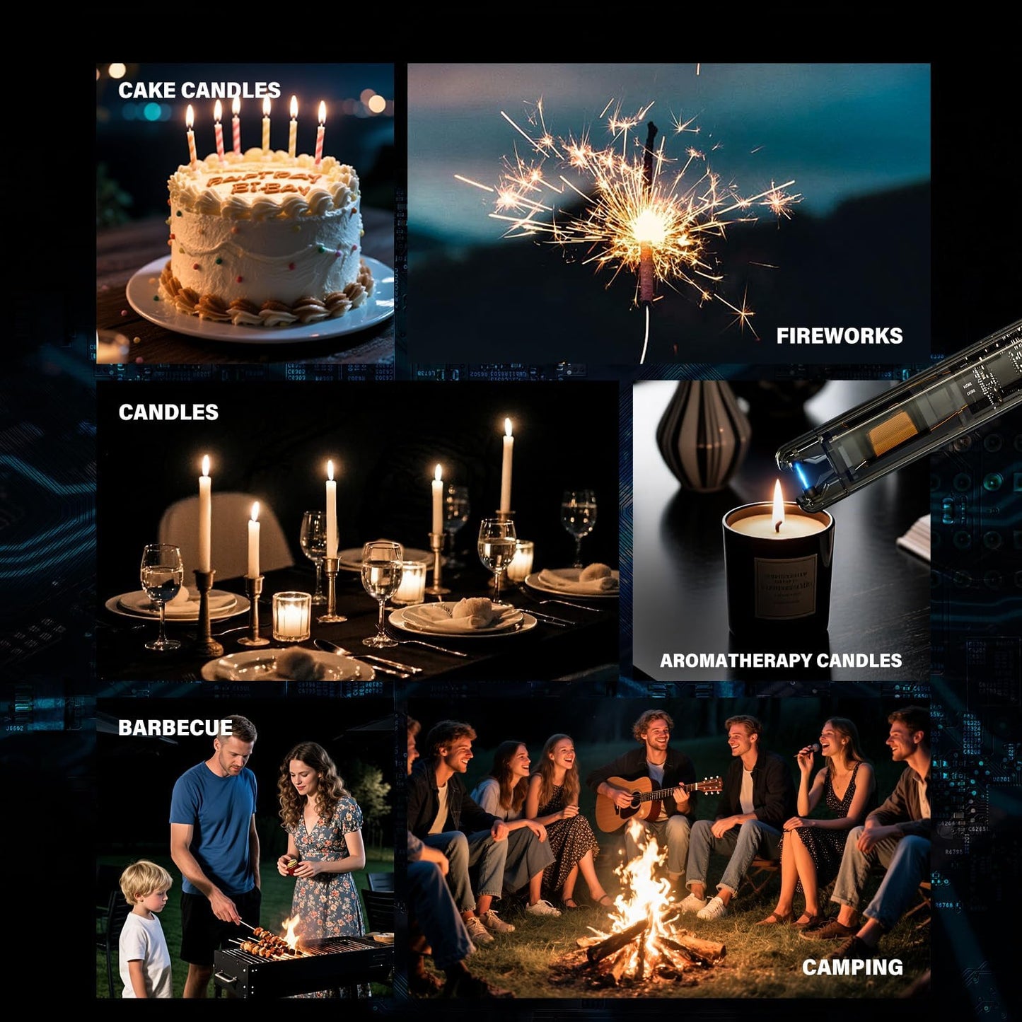 2 Pack Electric Plasma Arc Candle Lighters