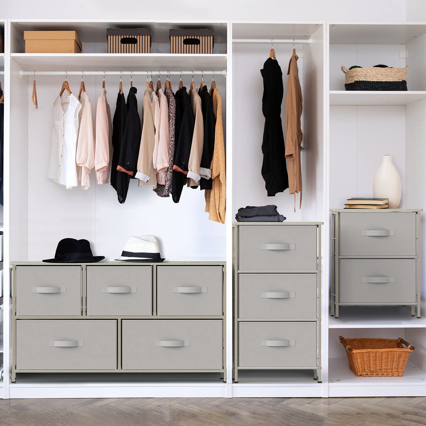 Simple Houseware Nightstands Dresser for Bedroom 2-Tier Organizer Drawer Storage Tower, Grey