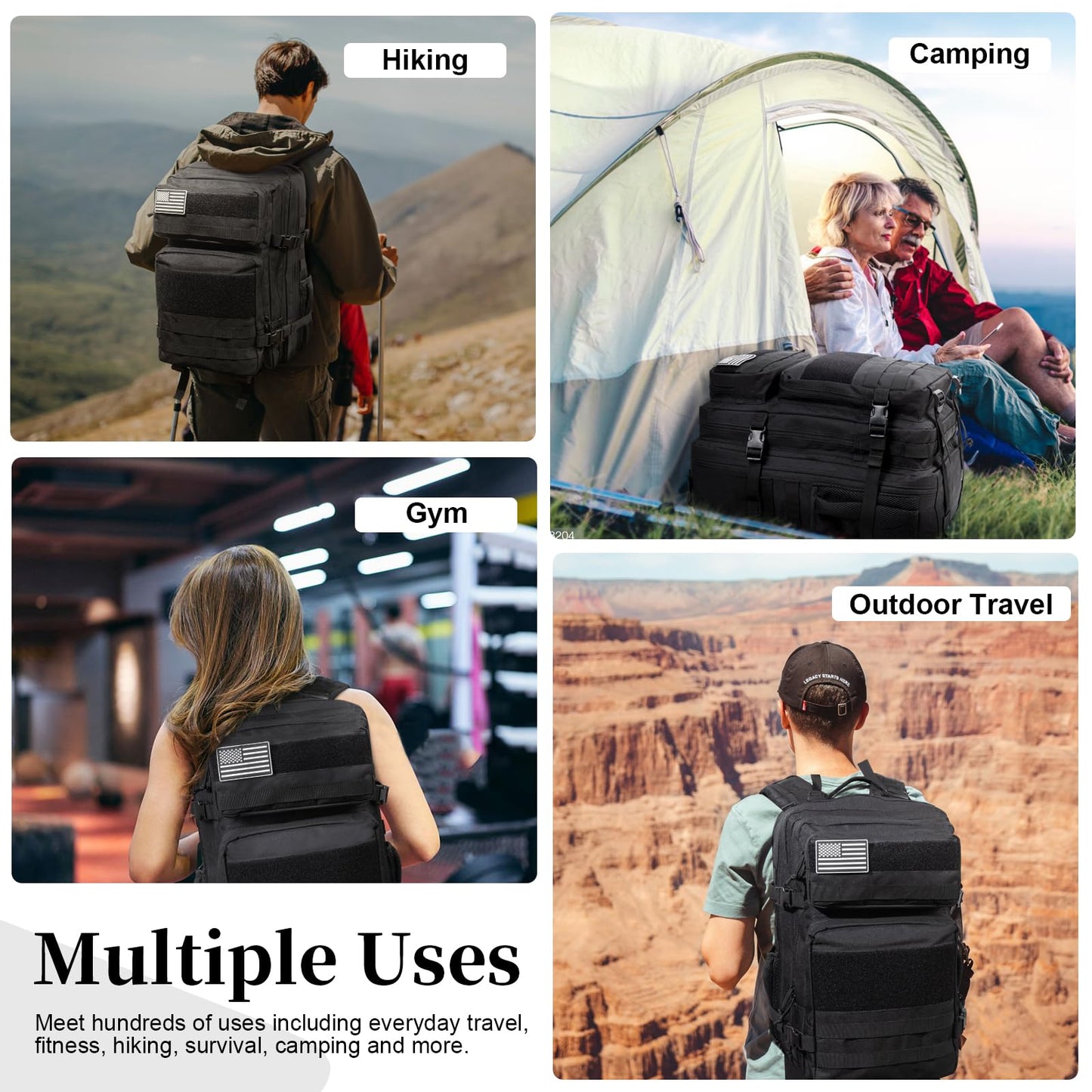 GreenLovesPet Tactical Backpack for Men and Women, 45L Large Capacity Military Backpack, Molle Backpack used for Outdoor Hiking, Fitness, Camping, Daily Work, Hunting