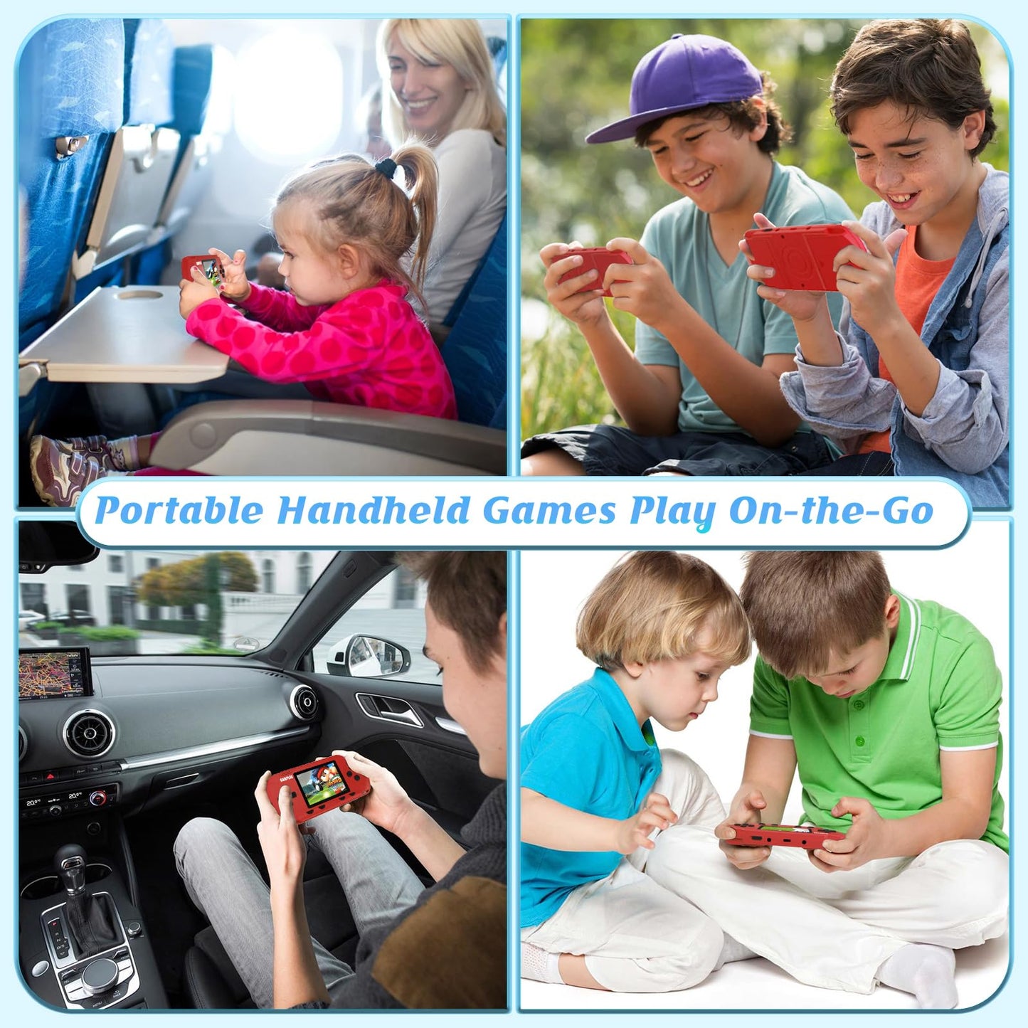 GAMPLAE Retro Handheld Games for Kids, Handheld Game Console Support TV Output, 3.0'' Large Screen Built-in 258 HD Classic Educational Games Retro Video Game Console Birthday for Boys Girls