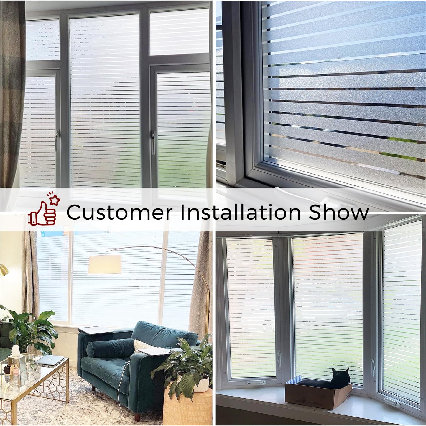 Coavas Frosted Glass Window Film, Window Privacy Film Decorative Static Window Cling, Frosting Privacy Film for Glass Windows, Bathroom Window Vinyl Sun Blocking Door Coverings Film,17.5x78.7 Inch