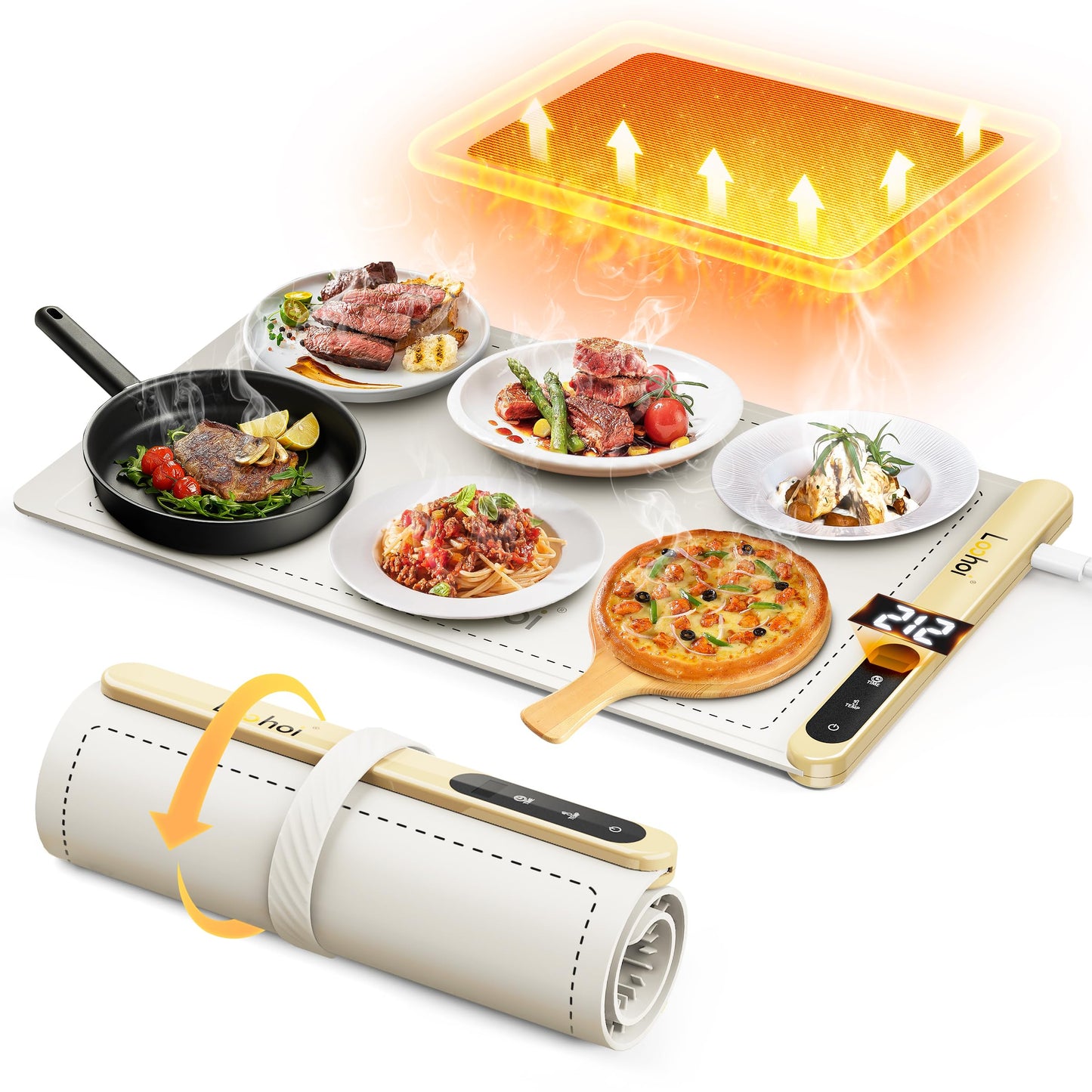Food Warming Mat with 6 Temperature Settings