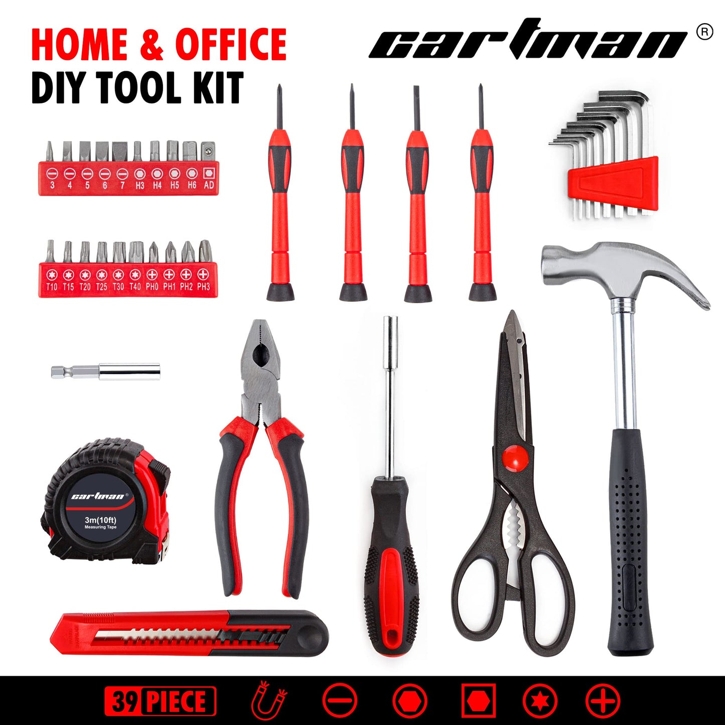 39-Piece Tool Set with Plastic Toolbox
