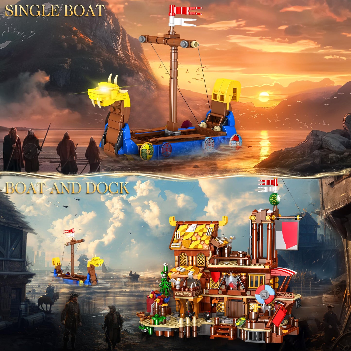 1039Pcs Viking Pirate Ship Building Block Set