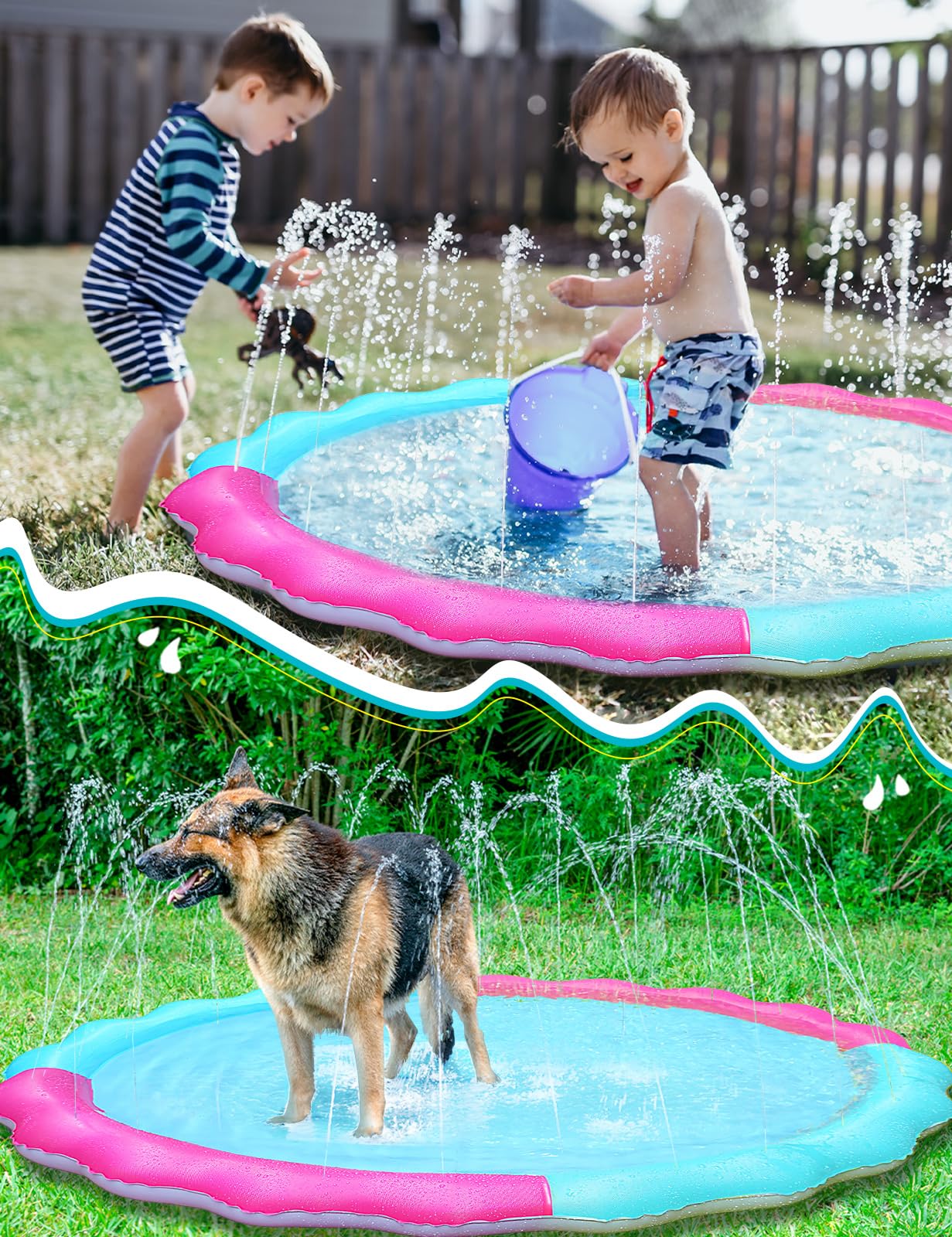 Kids Dog Splash Pad Sprinkler for Summer Fun