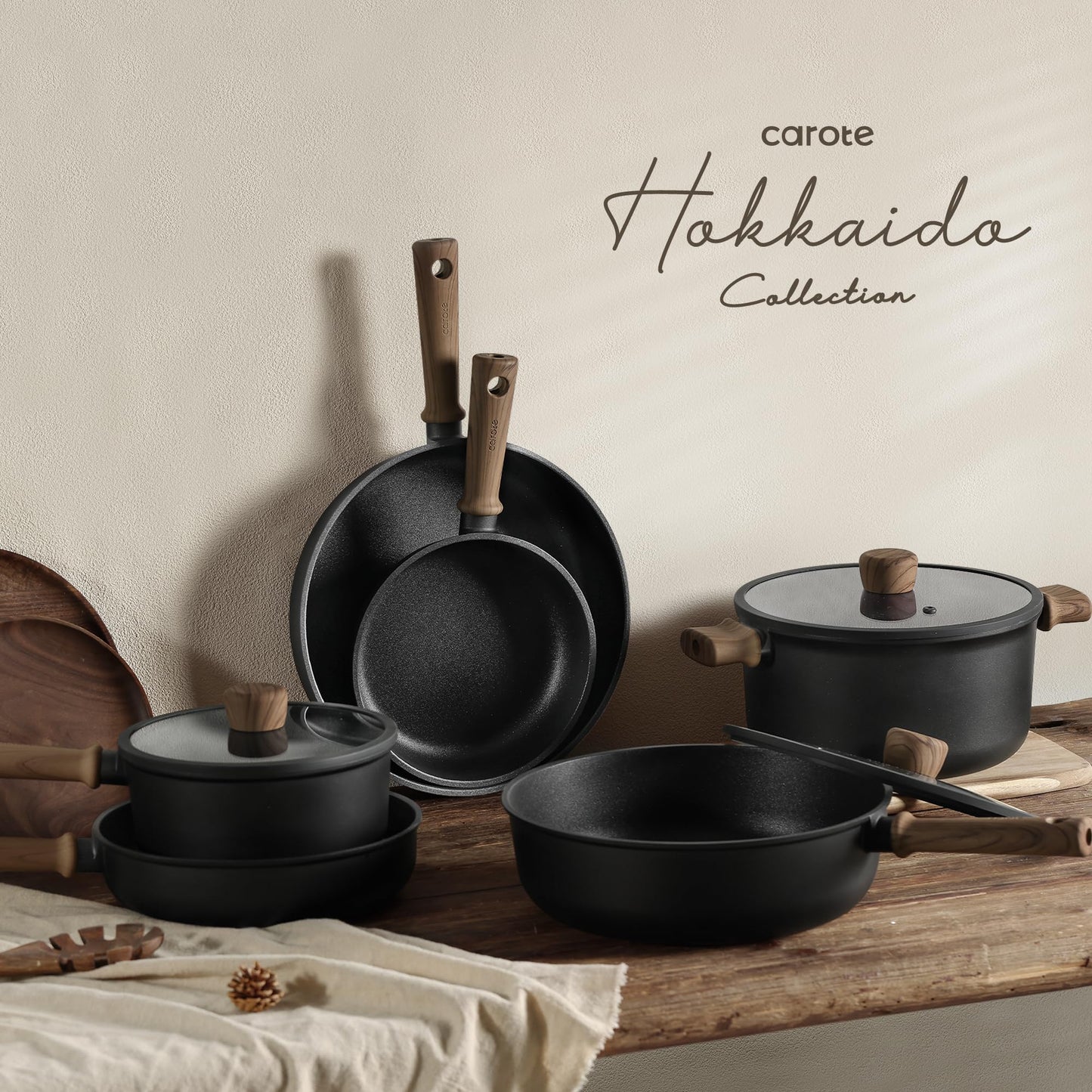 CAROTE 16-Piece Nonstick Cookware Set for Kitchen