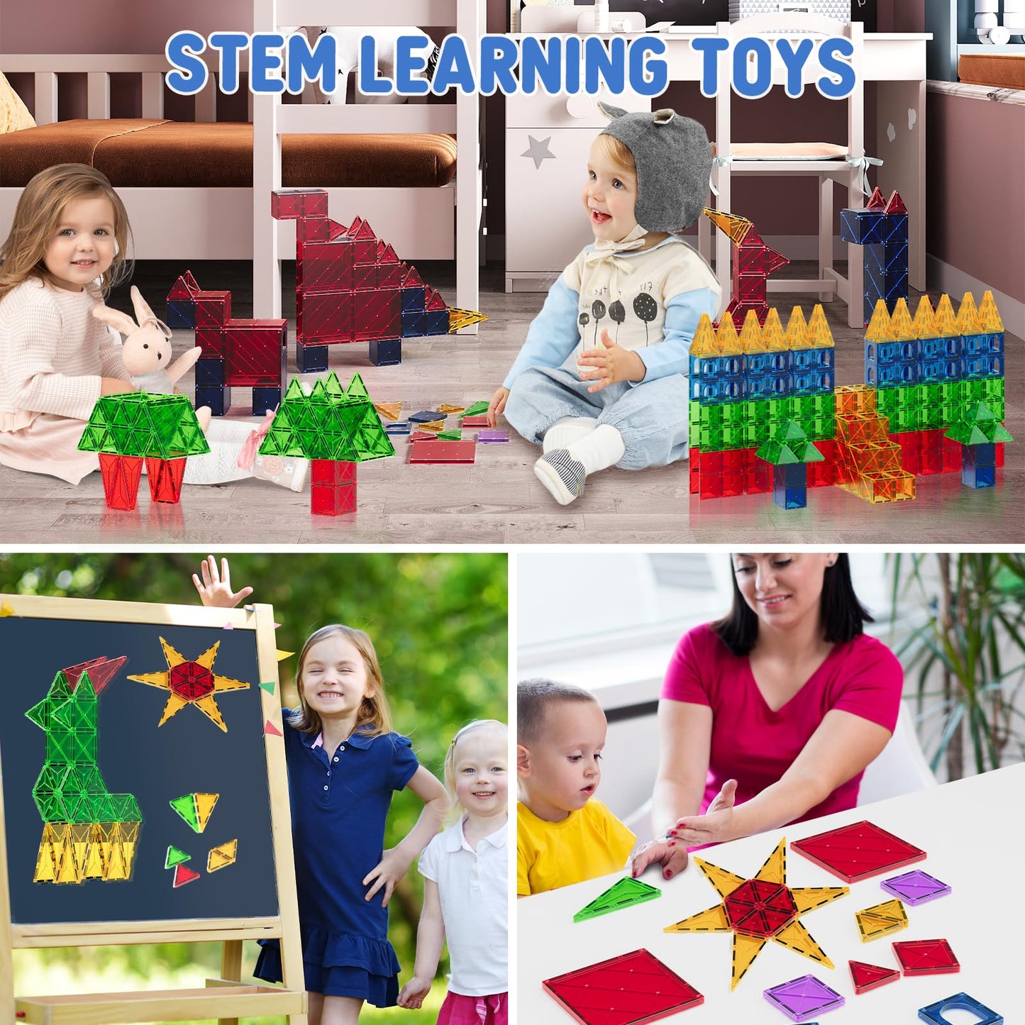 LATI Magnetic Building Tiles for Kids 3-8