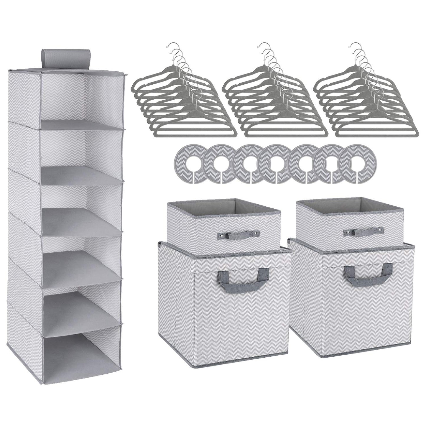 42-Piece Nursery Organizer Set in Chevron Grey