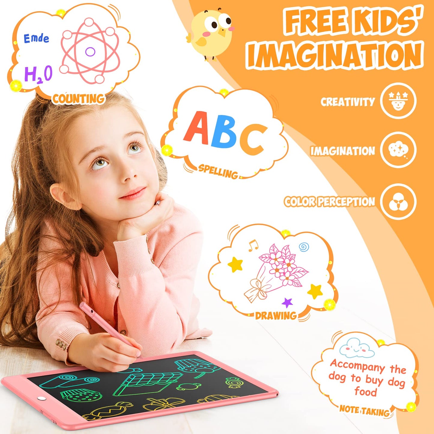Colorful LCD Writing Tablet for Kids, 10 Inch