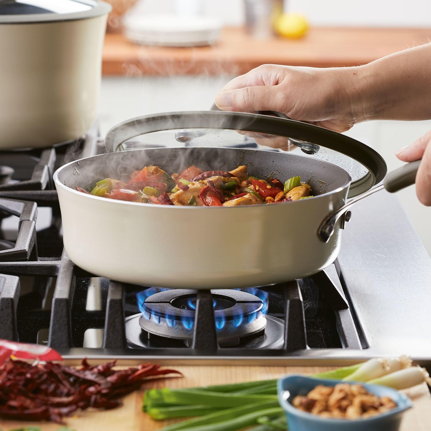 Rachael Ray Nonstick Sauté Pan with Lid, 3QT