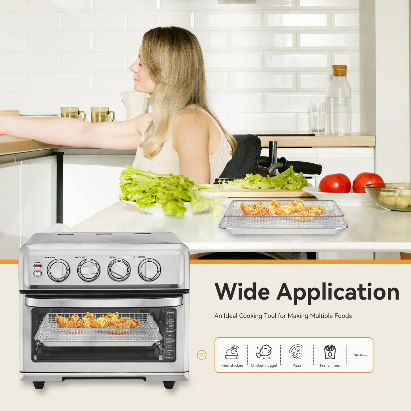 2 Pack Stainless Steel Air Fryer Basket & Tray